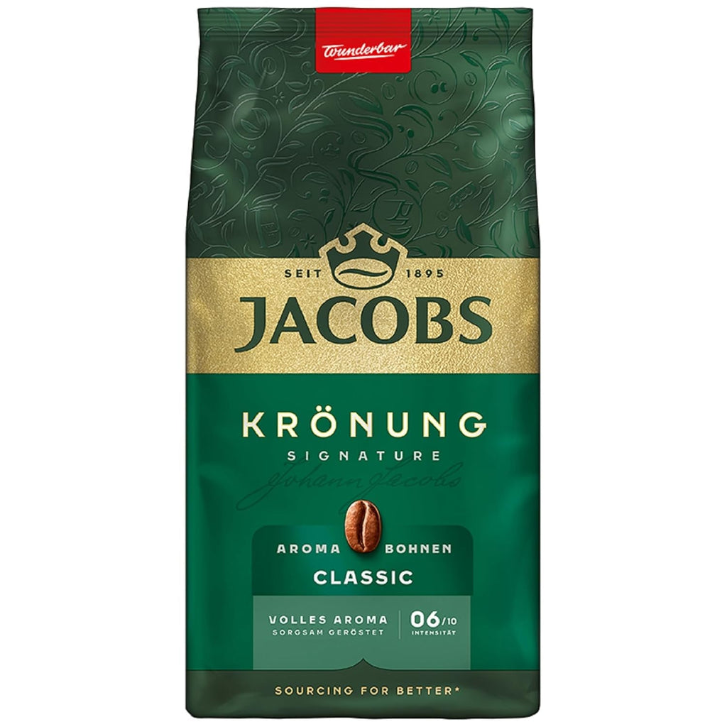 Jacobs Krönung Aroma Beans Classic, aromă completă, nuci, note citrice, boabe Arabica & Robusta, intensitate 6/10, ideal pentru cafeaua clasică Cafea Naty Shop 500 grame Krönung