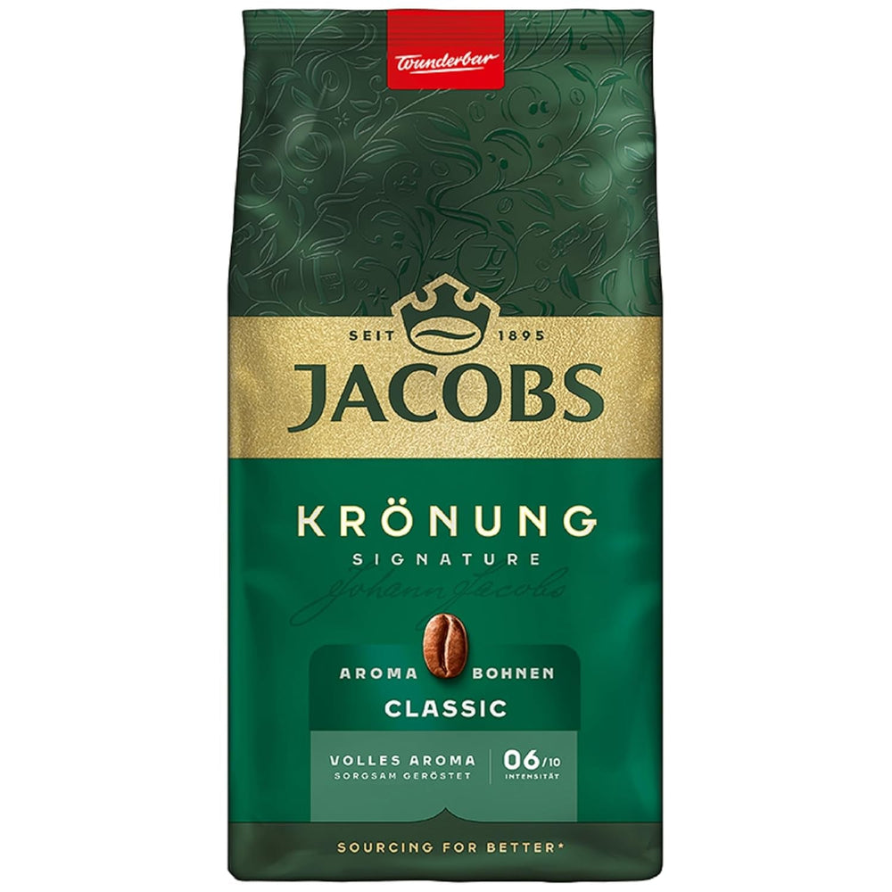 Jacobs Krönung Aroma Beans Classic, aromă completă, nuci, note citrice, boabe Arabica & Robusta, intensitate 6/10, ideal pentru cafeaua clasică Cafea Naty Shop 500 grame Krönung