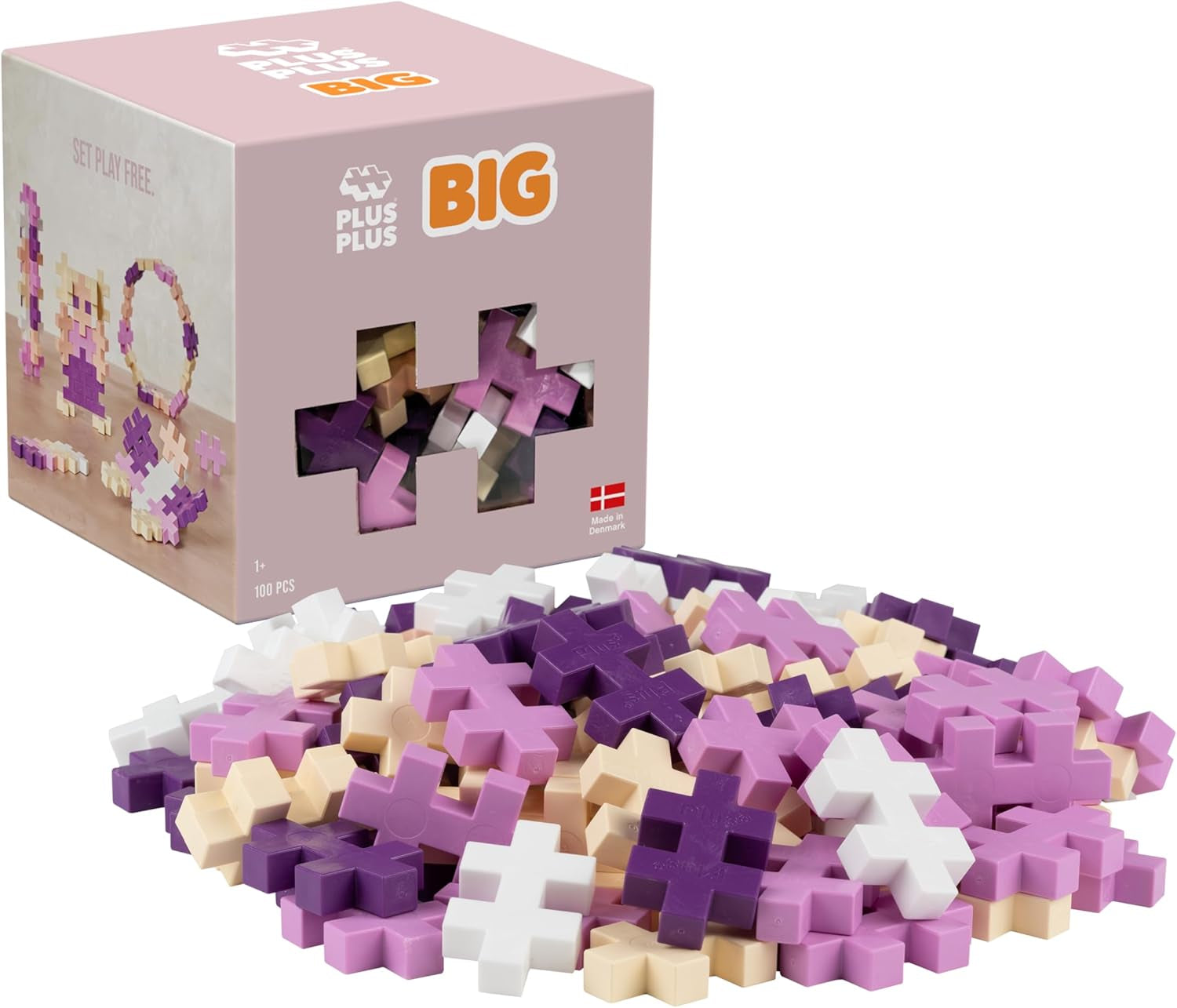 Plus-Plus 9603210 Geniales Konstruktionsspielzeug, Open Play Big Basic Mix, Bausteine-Set, 100 Teile, Mehrfarbig, Mehrfarbig