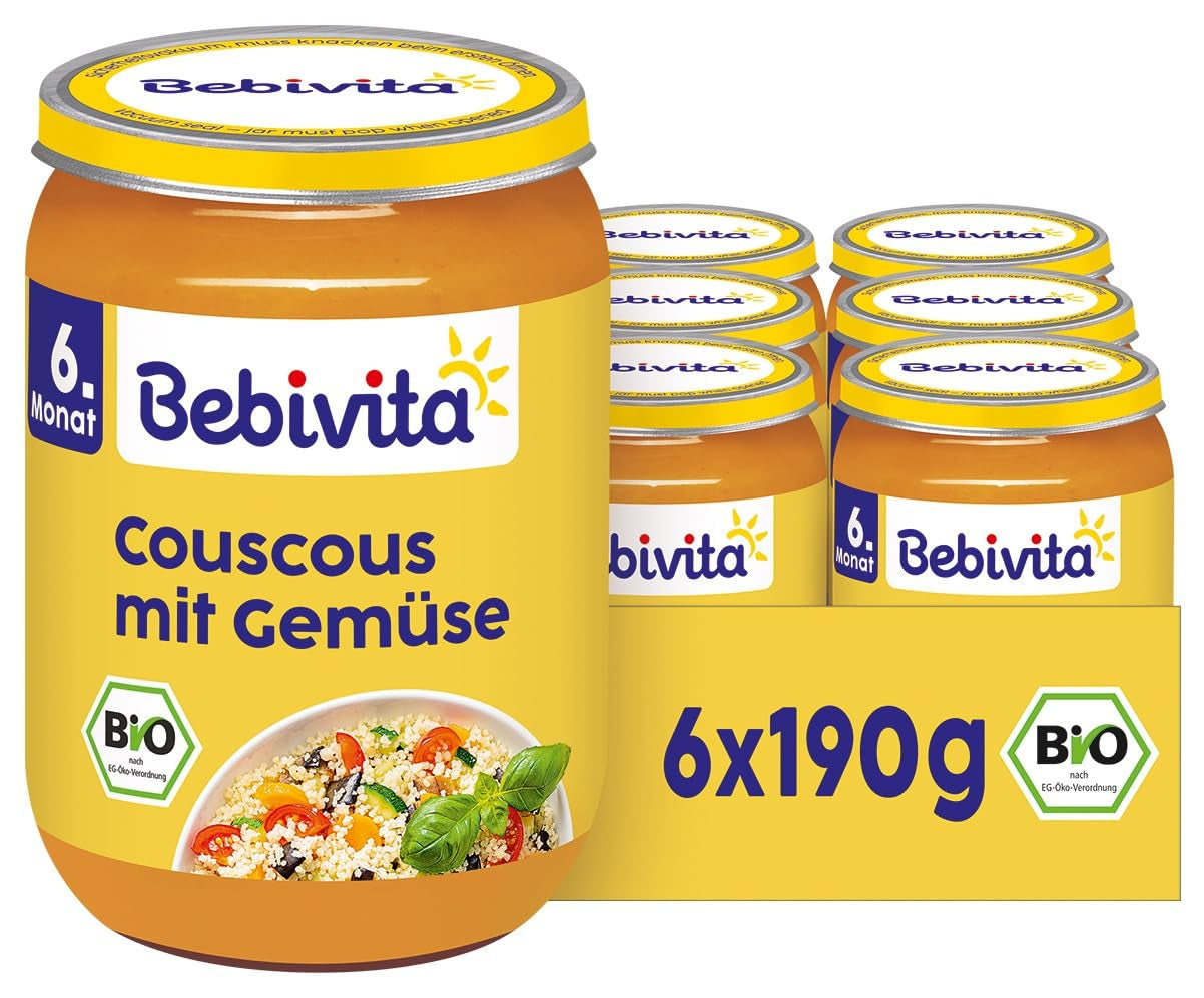 Mese de la 6 luni încolo: Cuscus și legume, 190 g, pachet de 6 (6 x 190 g)