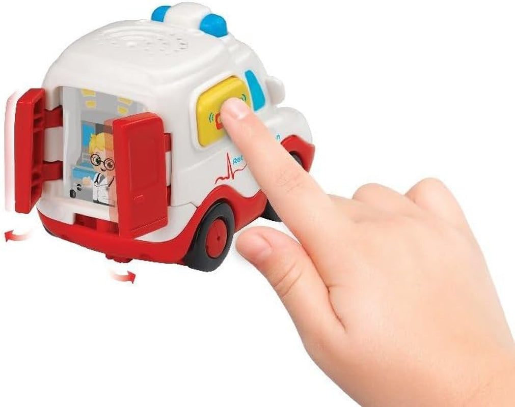 Vtech TUT TUT Baby Flitzer - Ambulanță - Mașină de jucărie cu muzică, buton luminos, propoziții și sunete interesante - Pentru copii cu vârsta cuprinsă între 1-5 ani, 8,8 x 5,5 x 7 cm Jucarii Bebe Naty Shop