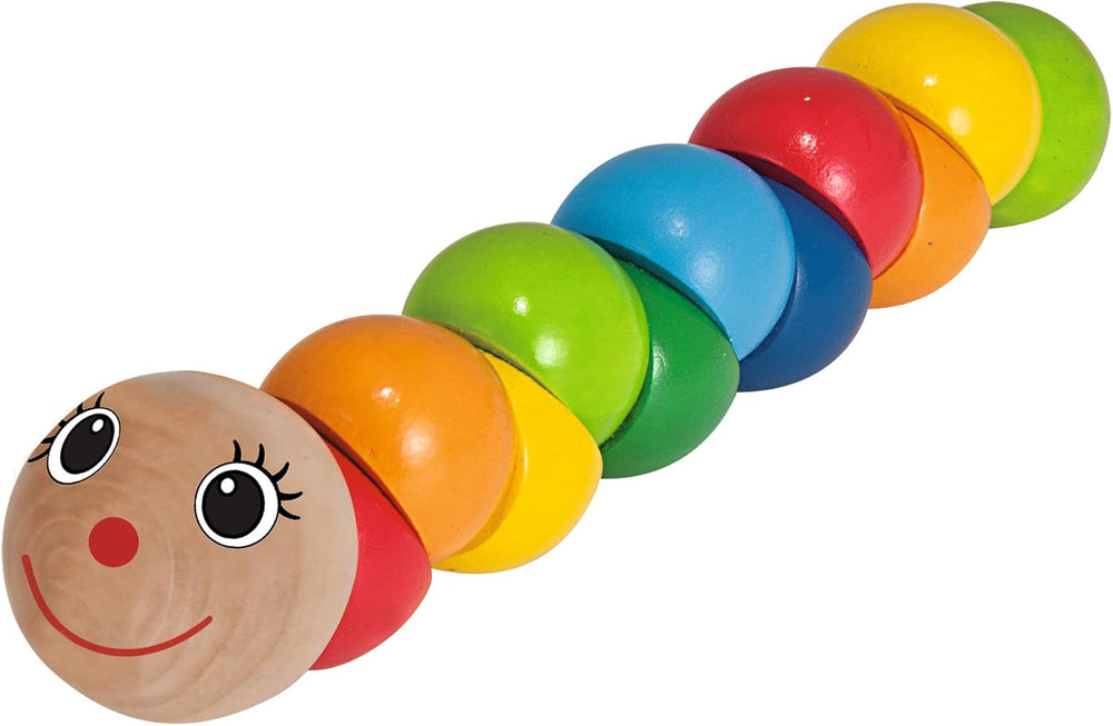 Eichhorn 100003440 Jucărie de prins omidă din lemn, jucărie din lemn, motiv: hoț, lungime: 18,5 cm, jucărie pentru abilități motorii, jucărie pentru copii potrivită de la 1 an (pachet de 2) Jucarii Bebe Naty Shop