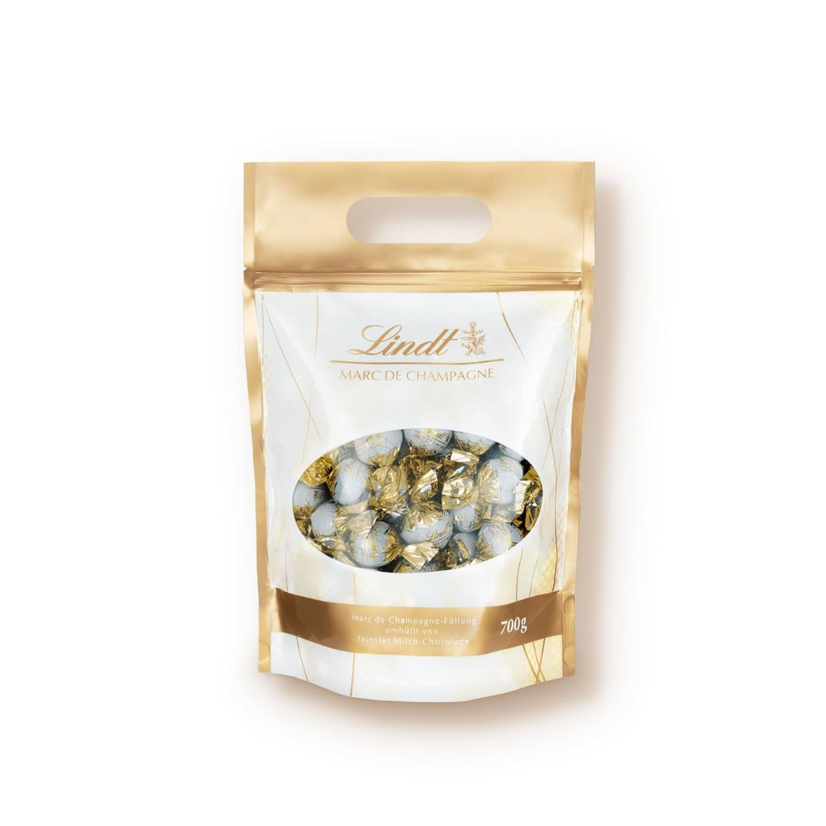 Lindt Marc De Champagne 56 cioccolatini al latte intero con ripieni raffinati contenenti alcol 70 grammi Naty Shop Chocolates