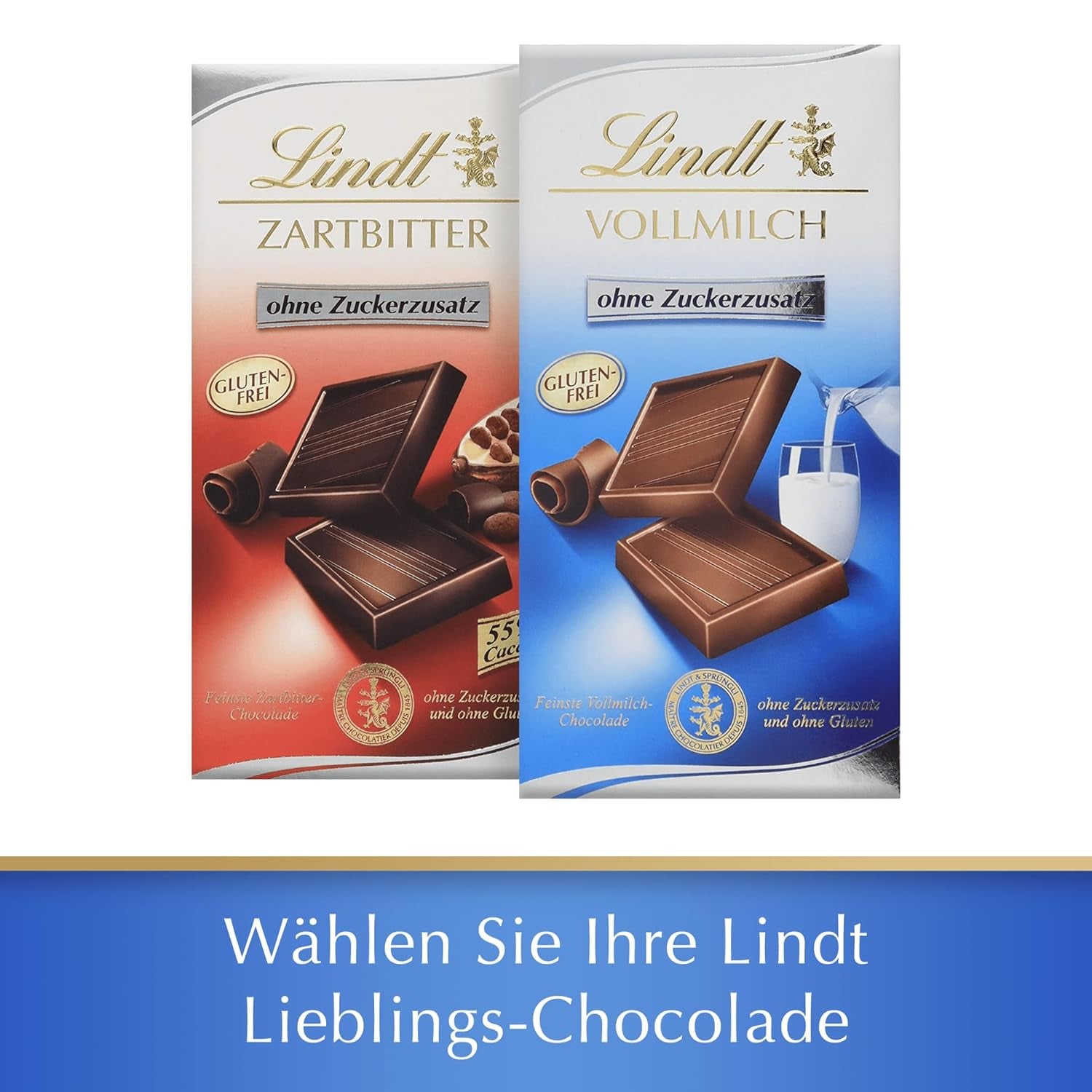 Cioccolato al latte Lindt senza zuccheri aggiunti | Barretta 100g | I migliori e senza glutine | Regalo di cioccolato