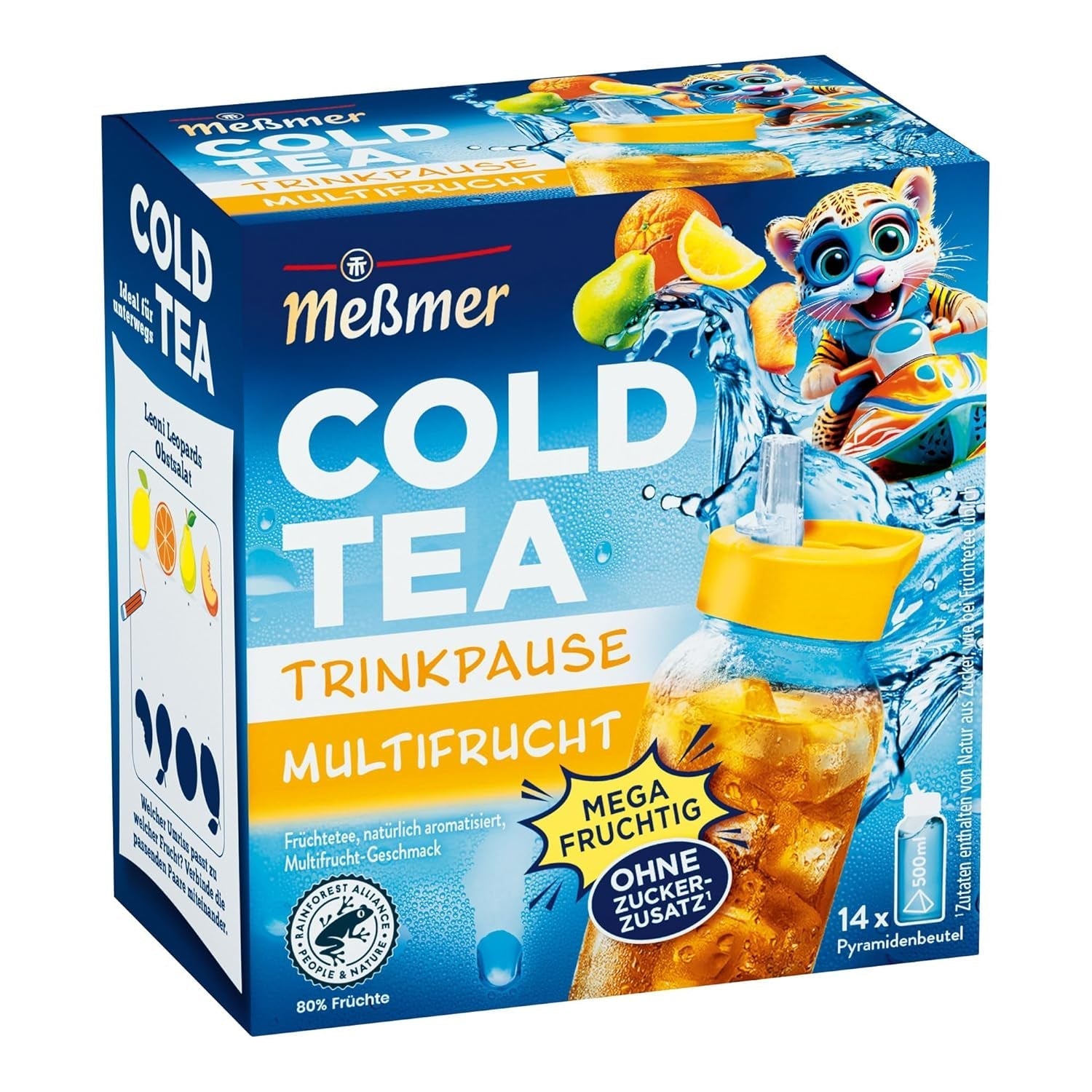 Meßmer Cold Tea Trinkpause Zmeură | Ceai de fructe, aromatizat natural, cu gust de zmeură | Ediție limitată | Pentru infuzie rece | 14 pliculețe piramidale