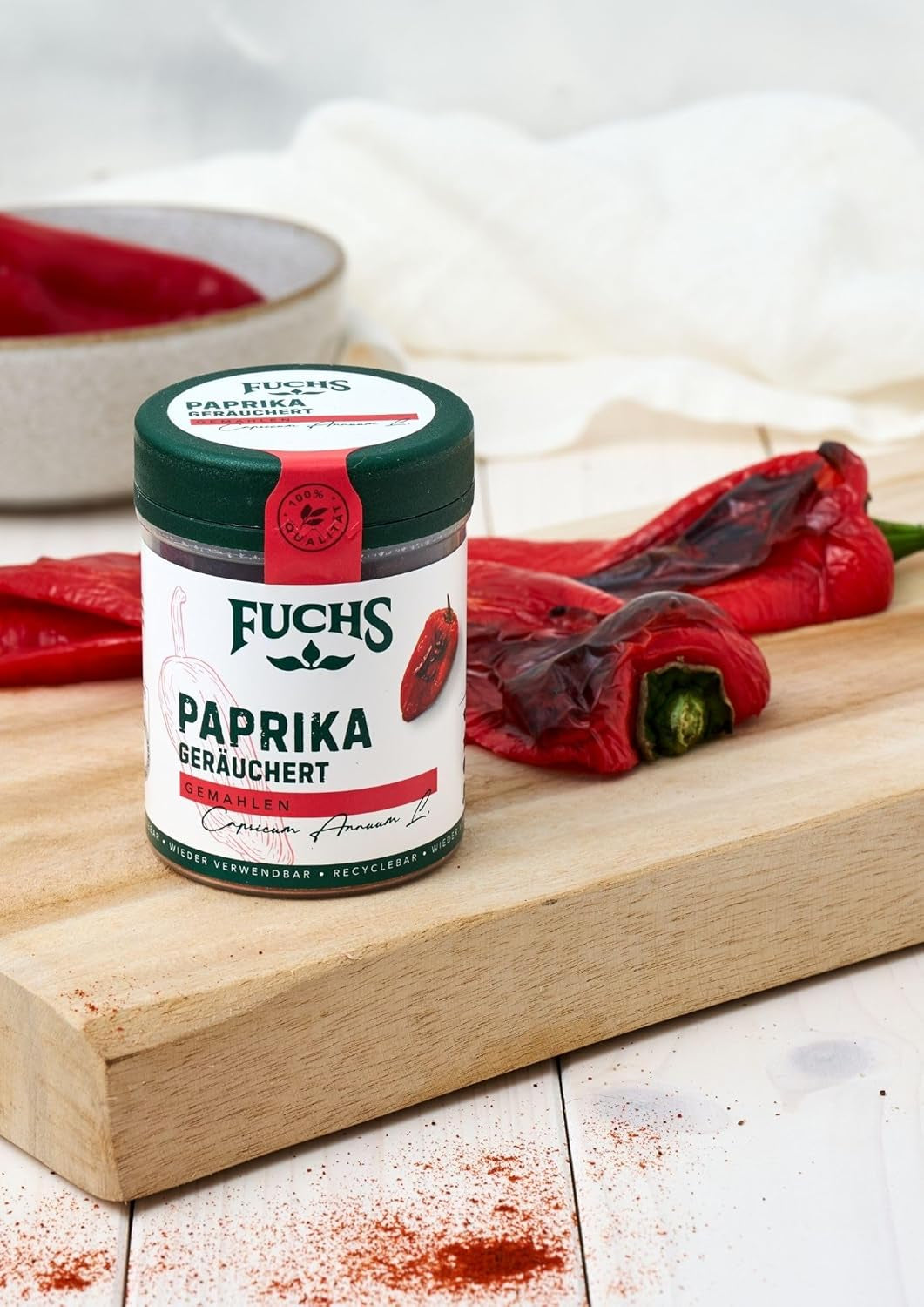 Fuchs Gewürze - Paprika geräuchert gemahlen - rauchiger Gesmack für BBQ, Gulasch oder Tofu - natural Ingredients - 60 g in wiederverwendbarer, recyclebarer Dose