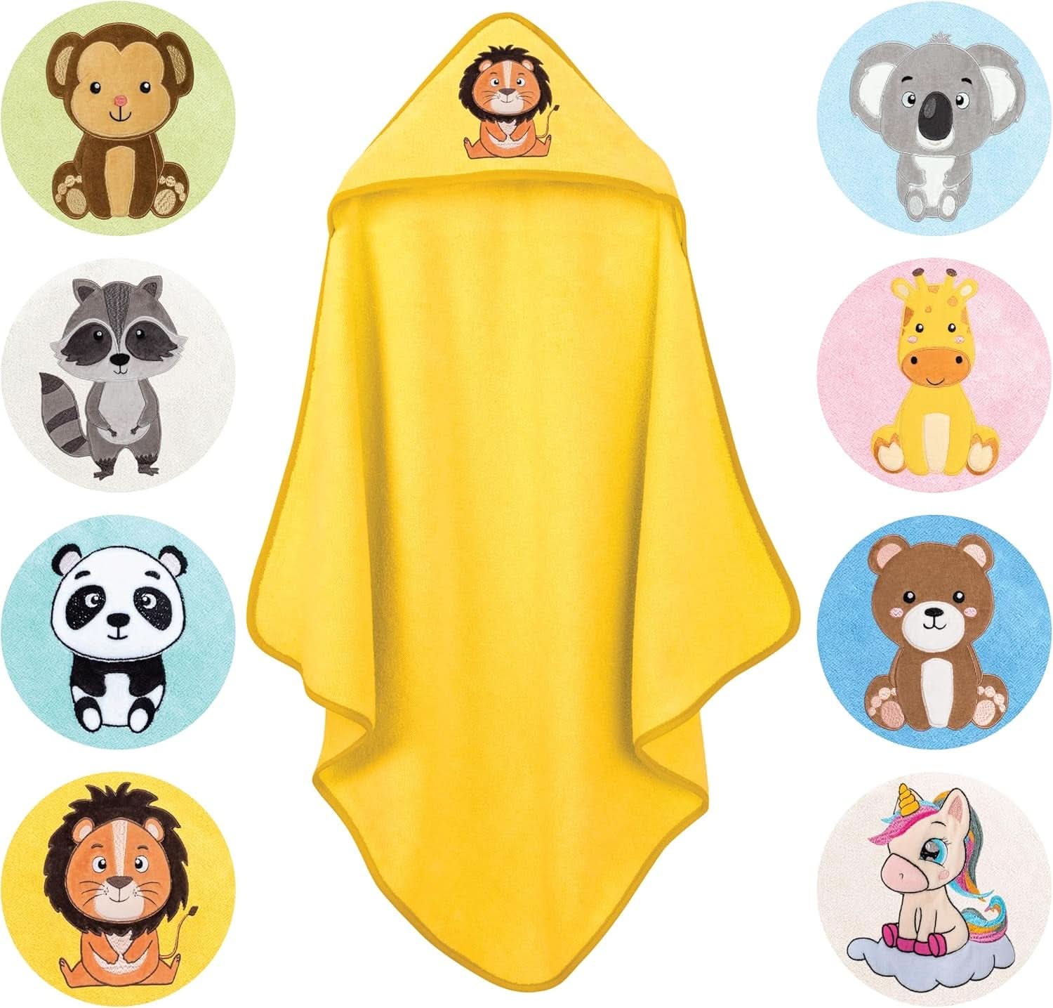 LAYNENBURG Asciugamano da bagno con cappuccio Premium Baby, 100% cotone - Oeko TEX, 80 x 80 cm Mamma e Bambino Naty Shop Giallo, leu