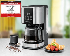 Espressor cu filtru Rommelsbacher FKM 1000 - rezervor de apă de 1,5 litri pentru 12 cești de cafea, carafă de sticlă, pornire cu întârziere, funcție de menținere la cald, funcție de aromă, suport detașabil pentru filtru 1x4