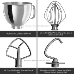 KitchenAid Artisan 5KSM125EER robot da cucina, 300 W, 4,8 L Naty Shop