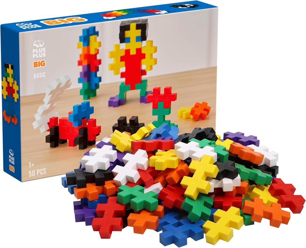 Plus-Plus 9603210 Geniales Konstruktionsspielzeug, Open Play Big Basic Mix, Bausteine-Set, 100 Teile, Mehrfarbig, Mehrfarbig