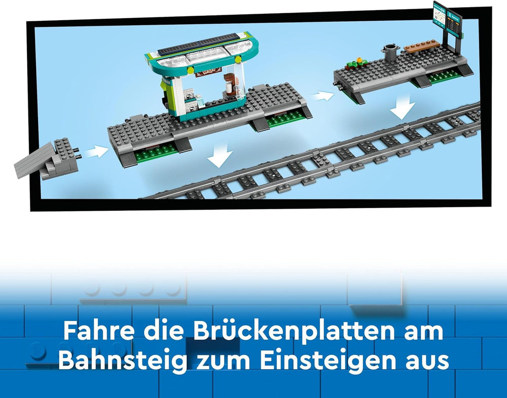 Tram LEGO City con stazione, idea regalo per gli appassionati di veicoli a partire dai 7 anni, con 6 minifigure e un cane guida per giochi di ruolo, giocattolo costruibile 60423 Set da costruzione Besuche den LEGO-Store