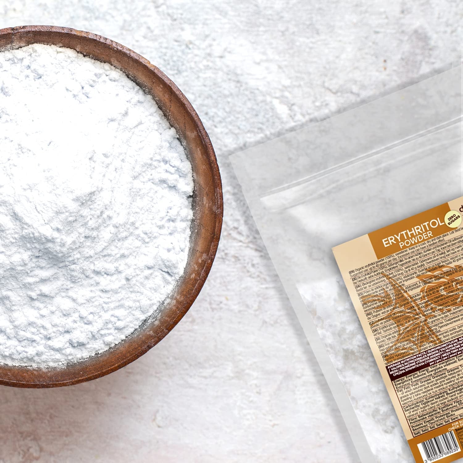 Bio Erythrit - Polvere, 100% Bio, Vegan, Null Kalorien-1Kg Dolcificanti Naty Shop