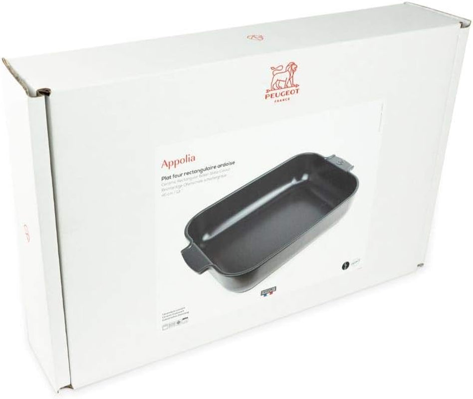 Peugeot Appolia Rechteckige Auflaufform Mit Griffen, Keramik, Schiefer / Grau, 8.3X40.5X27.2 Cm, Fassungsvermögen: Ca. 4 L, 60022 Stampi e teglie per pasticceria Naty Shop
