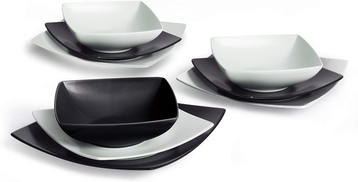 Brunch Time Geschirr 18 Tlg. Set Eclipse Seturi vesela masa Naty Shop Schwarz,Weiß Singles