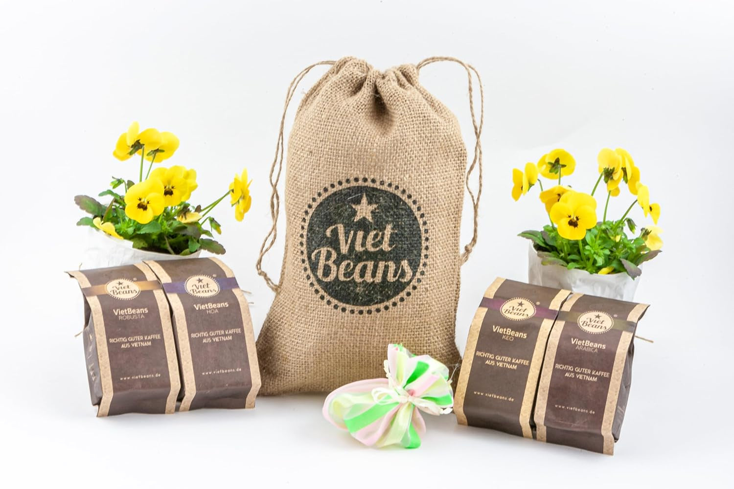 Kaffee Geschenk für Kaffeeliebhaber - Kaffeesack Jute - Vier Sorten exotischer Kaffee im Jutesack - Weihnachten Geschenkidee - Geschenk für Kaffeetrinker - Ganze Bohne
