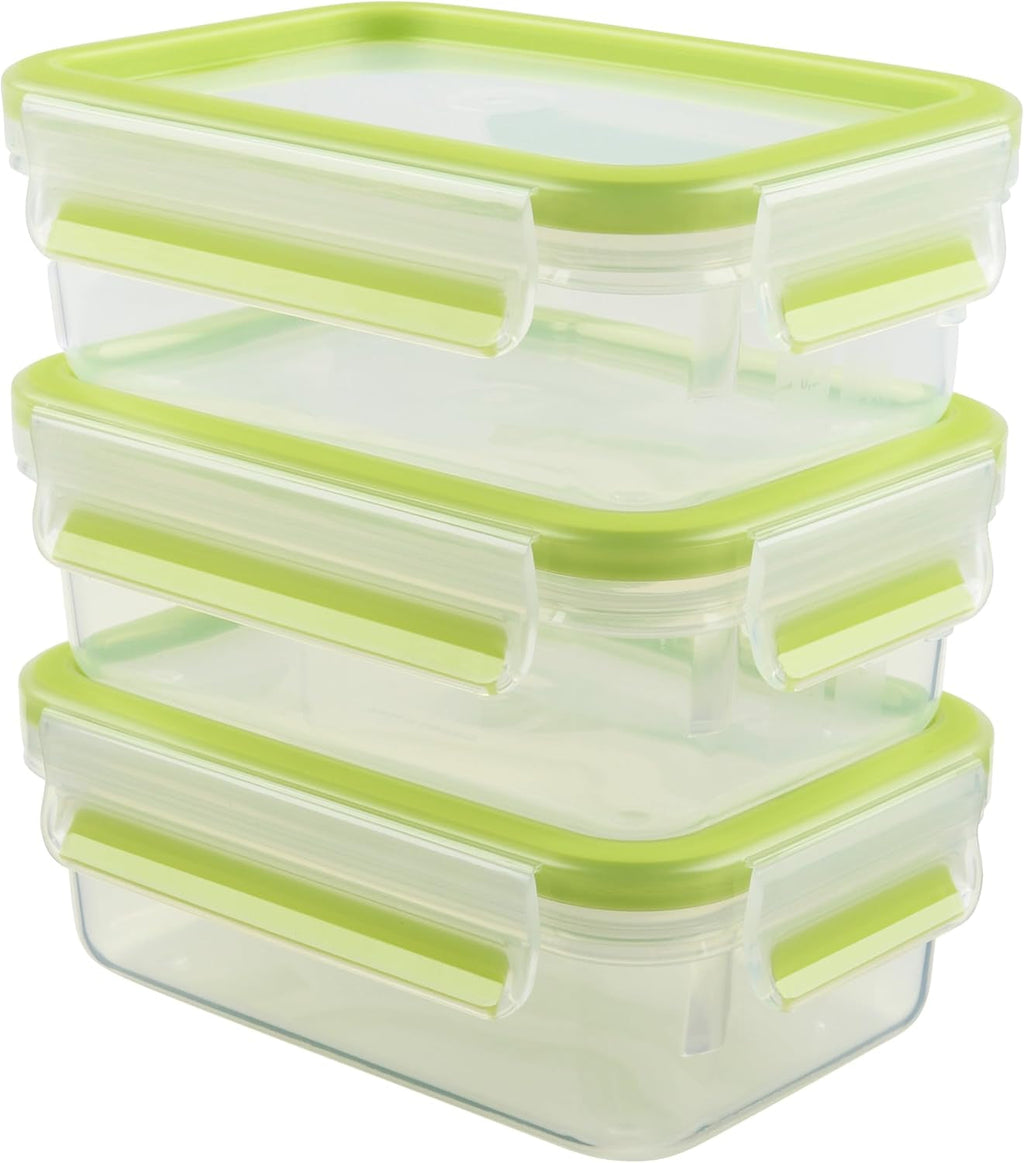 Emsa 515585 Food Clip & Close | Set 3 piese | plastic | transparent / verde | 0.55 / 1 / 2.2 litri Cutii depozitare alimente Naty Shop Verde 0.55 L