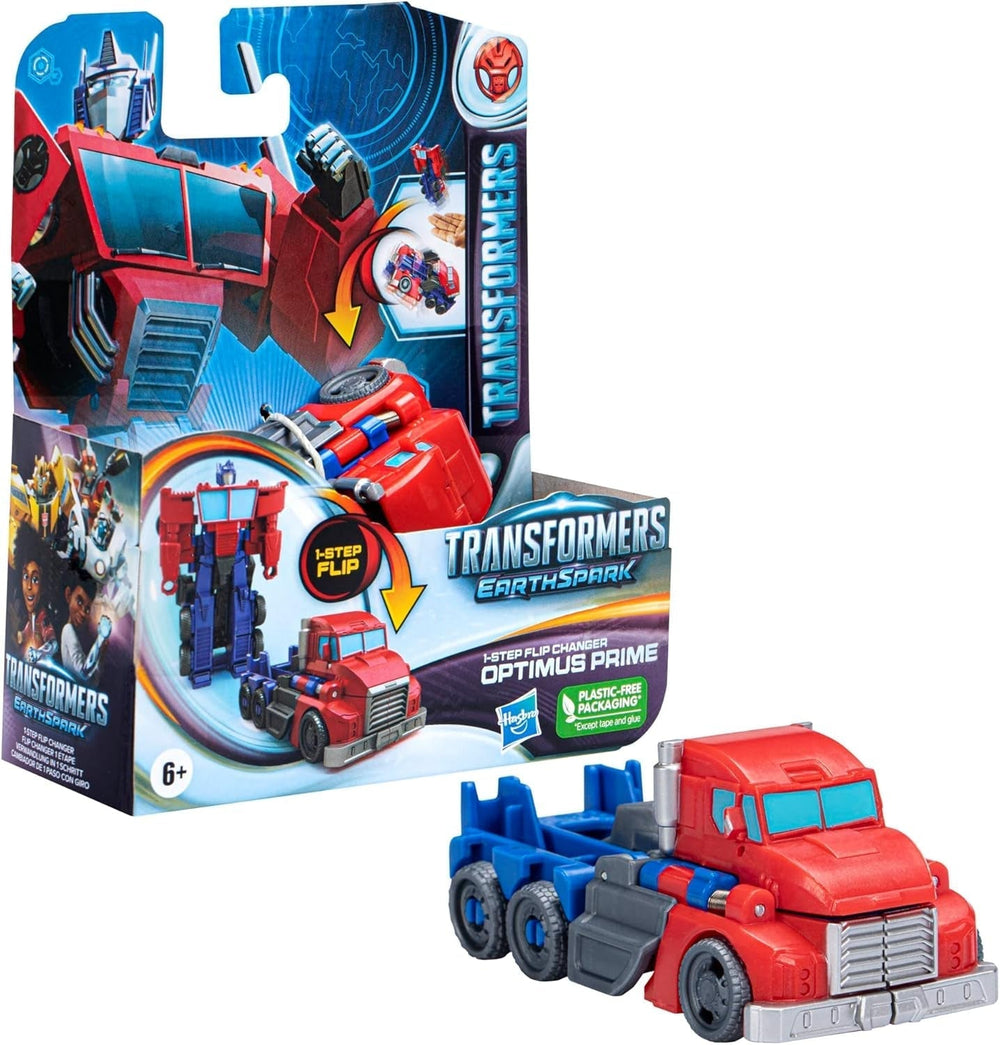 Transformers Earthspark 1-Step Flip Changer Optimus Prime Action Figure (10 cm) Robot giocattolo Età 6+ Action Figure Naty Shop Titolo predefinito