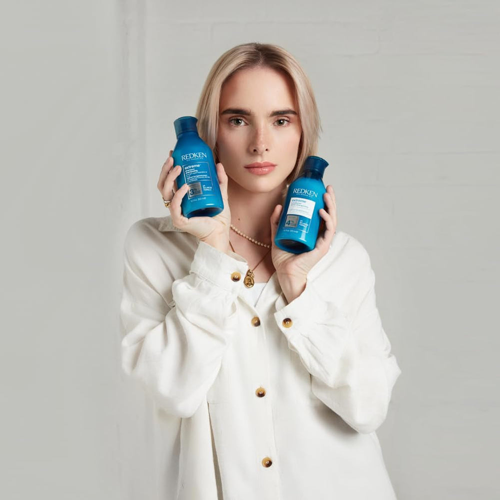 Redken Mască intensivă pentru păr pentru toate tipurile de păr deteriorat, repară și regenerează, anti-rupere, Mască Extreme Strength Builder Plus, 1 x 250 ml Masca de par Naty Shop