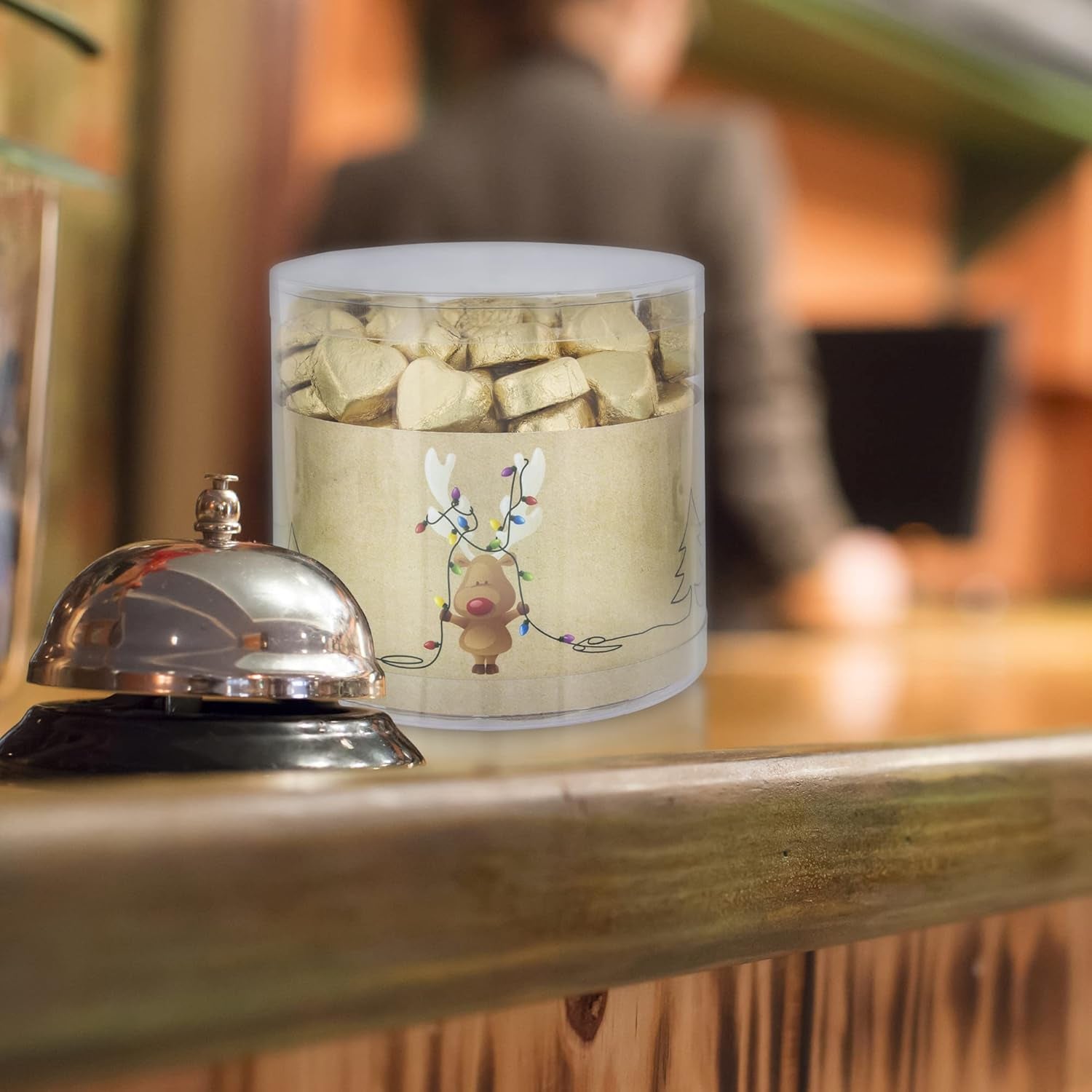 Günthart 150 pezzi Cuori di cioccolato dorati con ripieno di torrone, renna | Rodolfo il Rosso - Crema di Torrone | Cuori Di Cioccolato Dorato | Concorso | Cuori Di Cioccolato Dorato | Natale (1,2 kg)