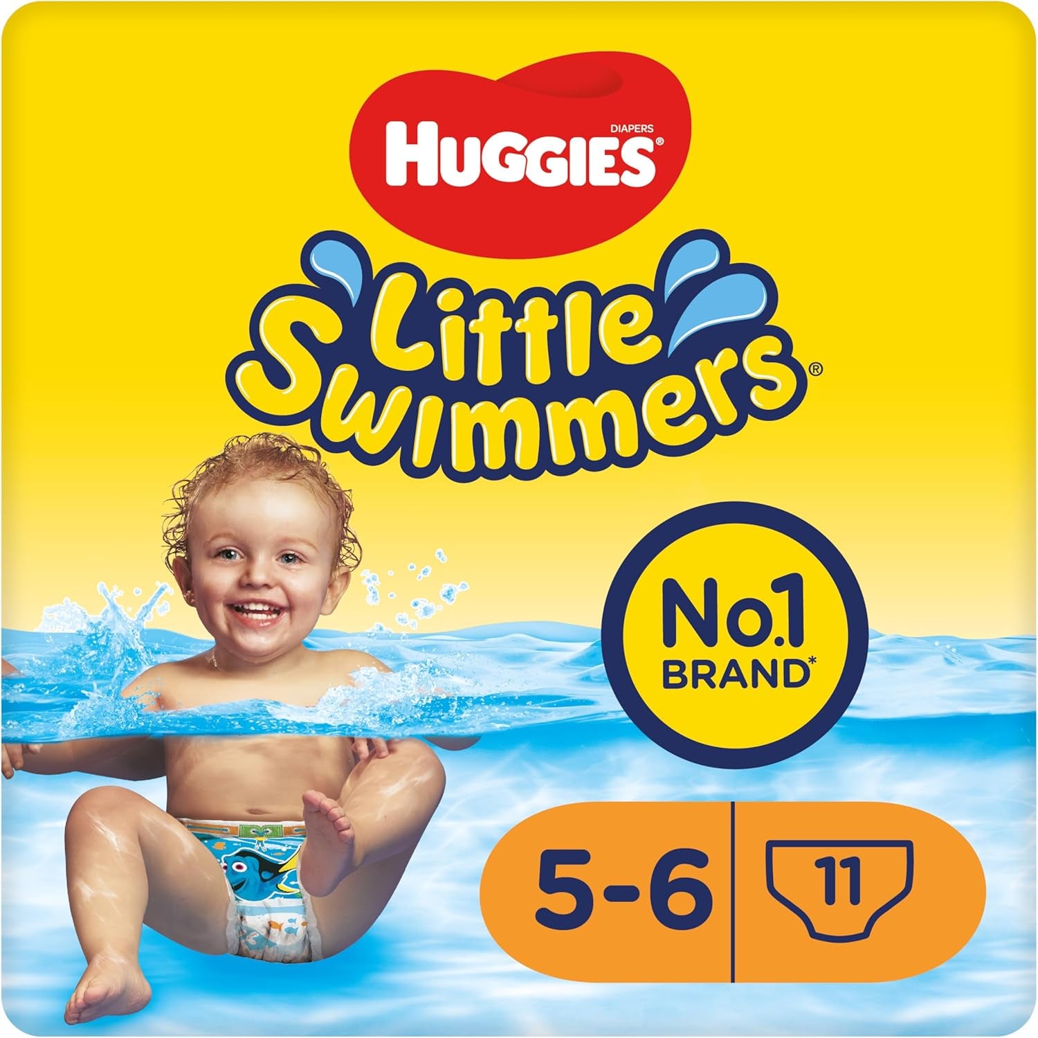 Huggies Little Swimmers Pannolini da nuoto usa e getta per neonati e bambini piccoli, taglia 5-6 (12-18 kg), 11 pannolini da bagno, unisex