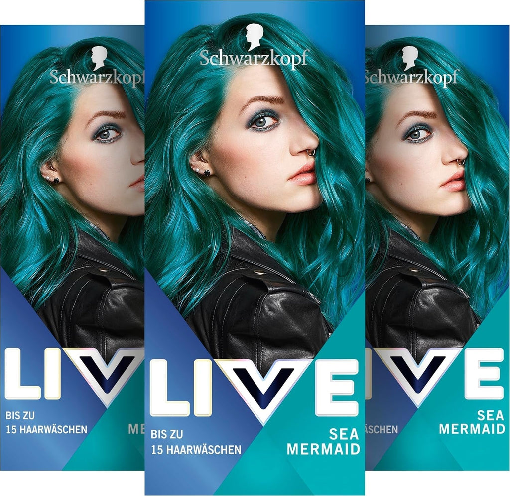 Schwarzkopf LIVE Ultra Brights Semi-Permanent Hair Colour 097 Mermaid (3 x 80 ml), colorare pentru rezultate intense sau culori pastelate, rezistă la 12-15 spălări, cu balsam de îngrijire Vopsea pentru par Naty Shop Titlu implicit