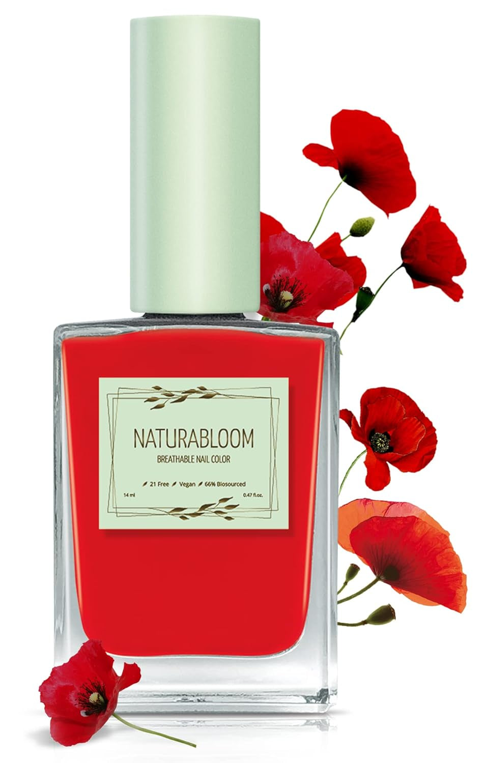 Oja coral cu uscare rapidă (Burnt Coral) - ojă naturală cu formulă vegană - respirabilă, sustenabilă și de lungă durată, 14 ml
