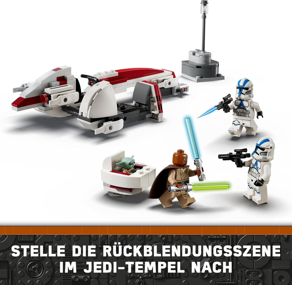 LEGO Star Wars Fuga con lo Speeder BARC, il set Mandalorian, bicicletta giocattolo con sidecar, include i personaggi Kelleran Beq e Grogu, regalo per ragazzi e ragazze a partire da 8 anni 75378 Set di costruzione Beuche den LEGO-Store