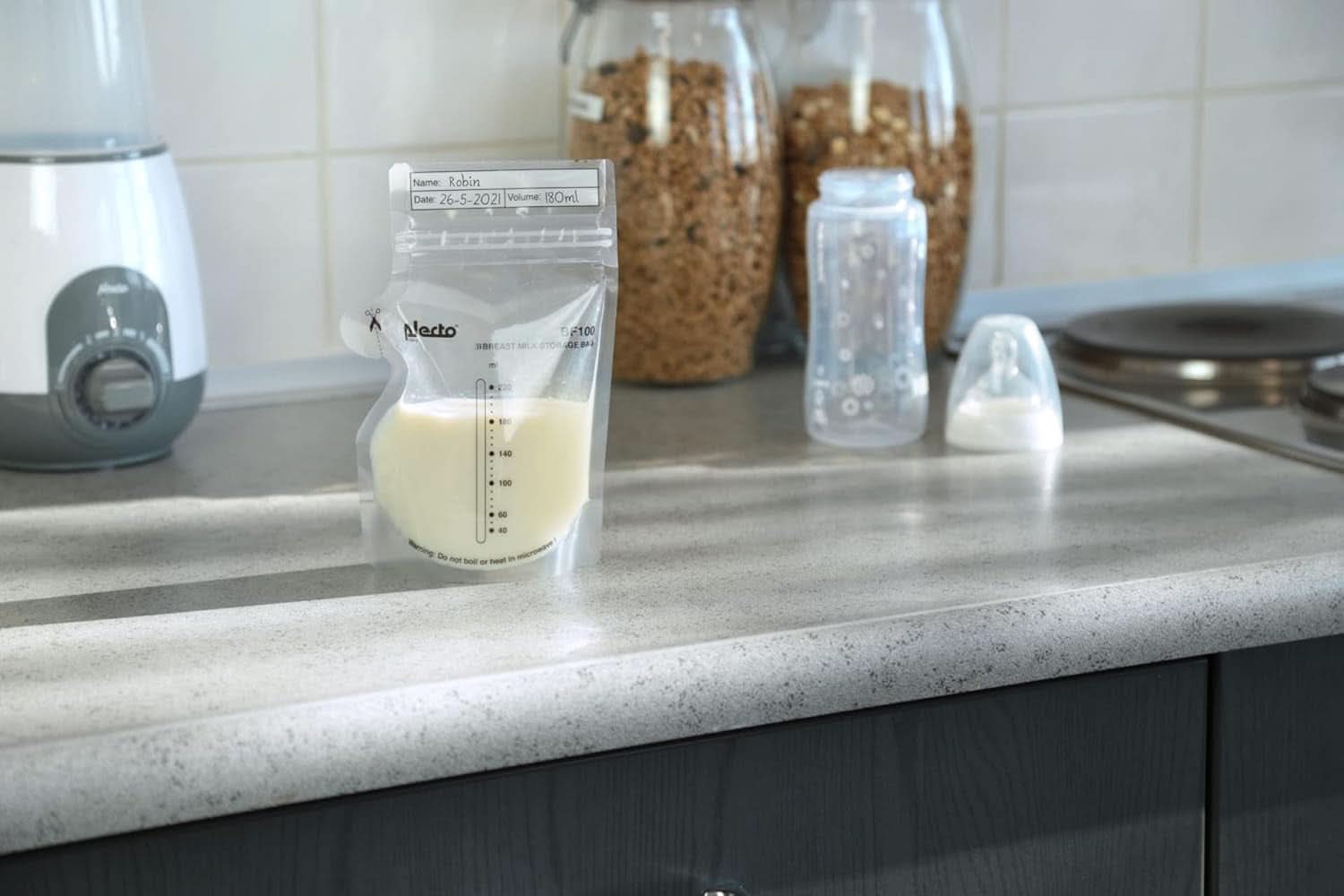 BF100 Borsa conservazione latte materno - Borsa per latte materno - capacità 220 Ml - 100 pezzi - Trasparente Accessori Alimentazione e Allattamento Bebe Naty Shop