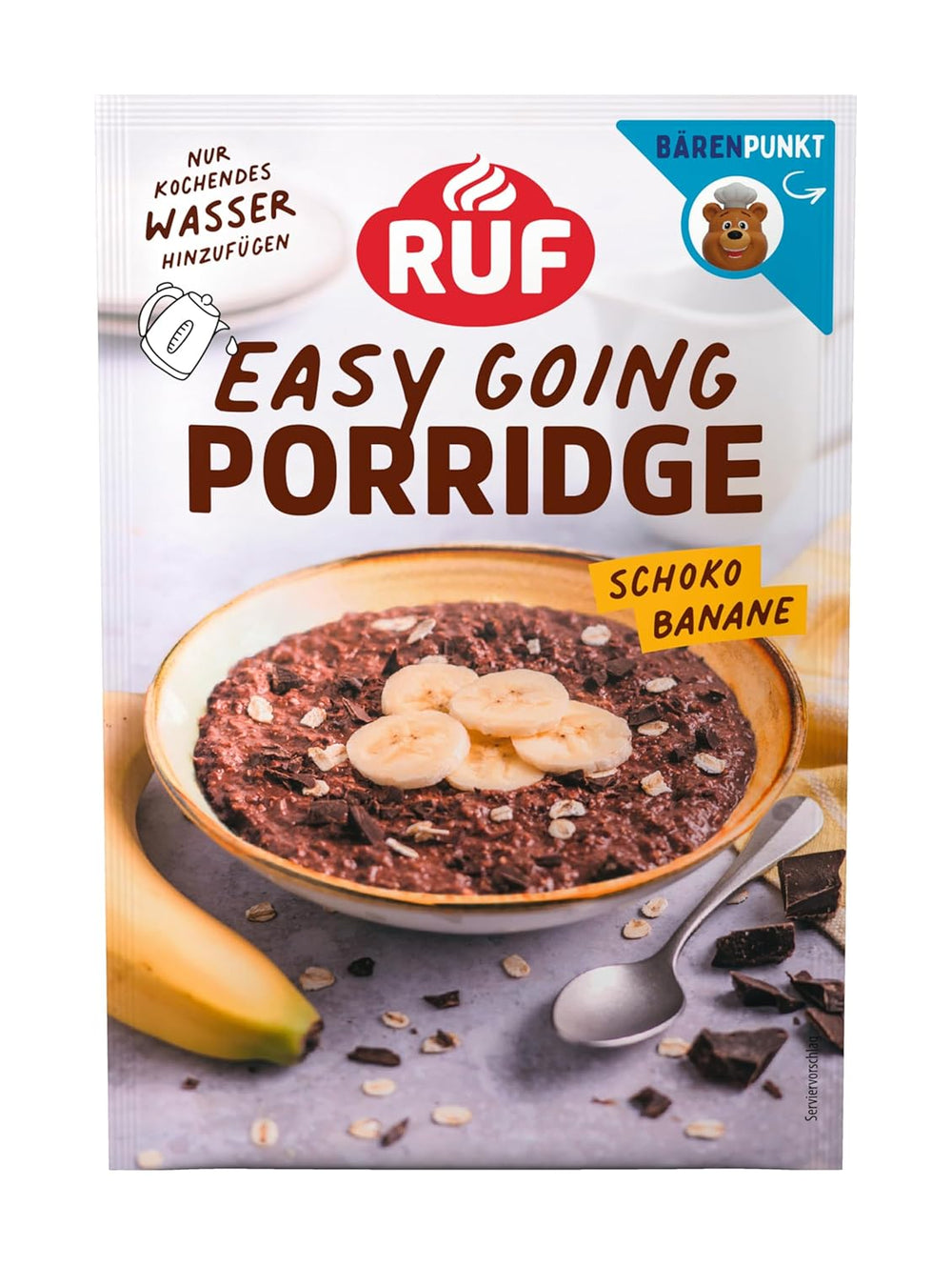 Farina d'avena istantanea RUF con fragole e vaniglia, un pasto estivo con avena pronto in 3 minuti, 1 busta x 65g