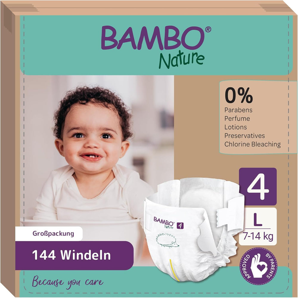 Pannolini per bambini Bambo Nature, taglia 1 (2-4 kg), confezione mensile da 132 pezzi | Pannolini Premium con protezione dalle perdite migliorata | Massimo comfort e libertà per i neonati | Pannolini dermatologicamente testati