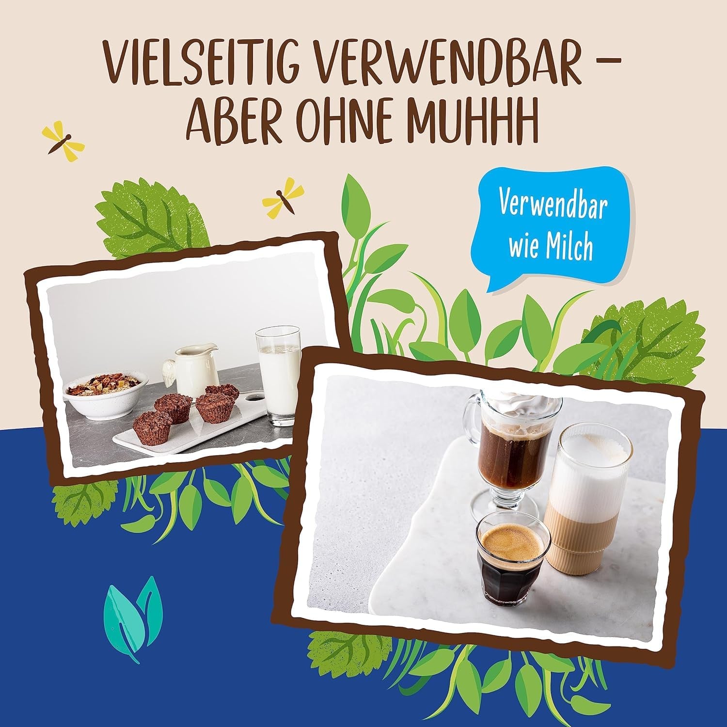 Allos Bio Ohne Muhhh 3,5% | Alternativa Milchal | Drink auf Pflanzenbasis | vegano | schäumbar | perfetto per il caffè senza lattosio | Fonti di calcio e vitamine | Reich una proteina | 1 litro (6 pezzi)