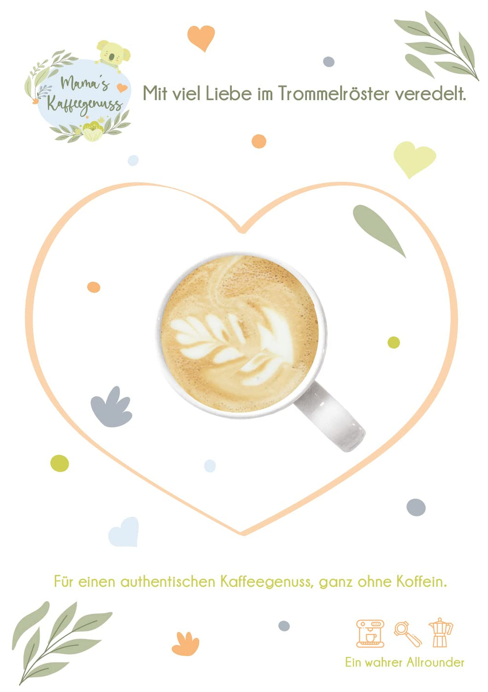 Mama's Coffee Pleasure®binky - Boabe de espresso decofeinizate Cremoso - decofeinizare naturală cu CO² - prăjite ușor în tobă în Italia - ideale în timpul și după sarcină