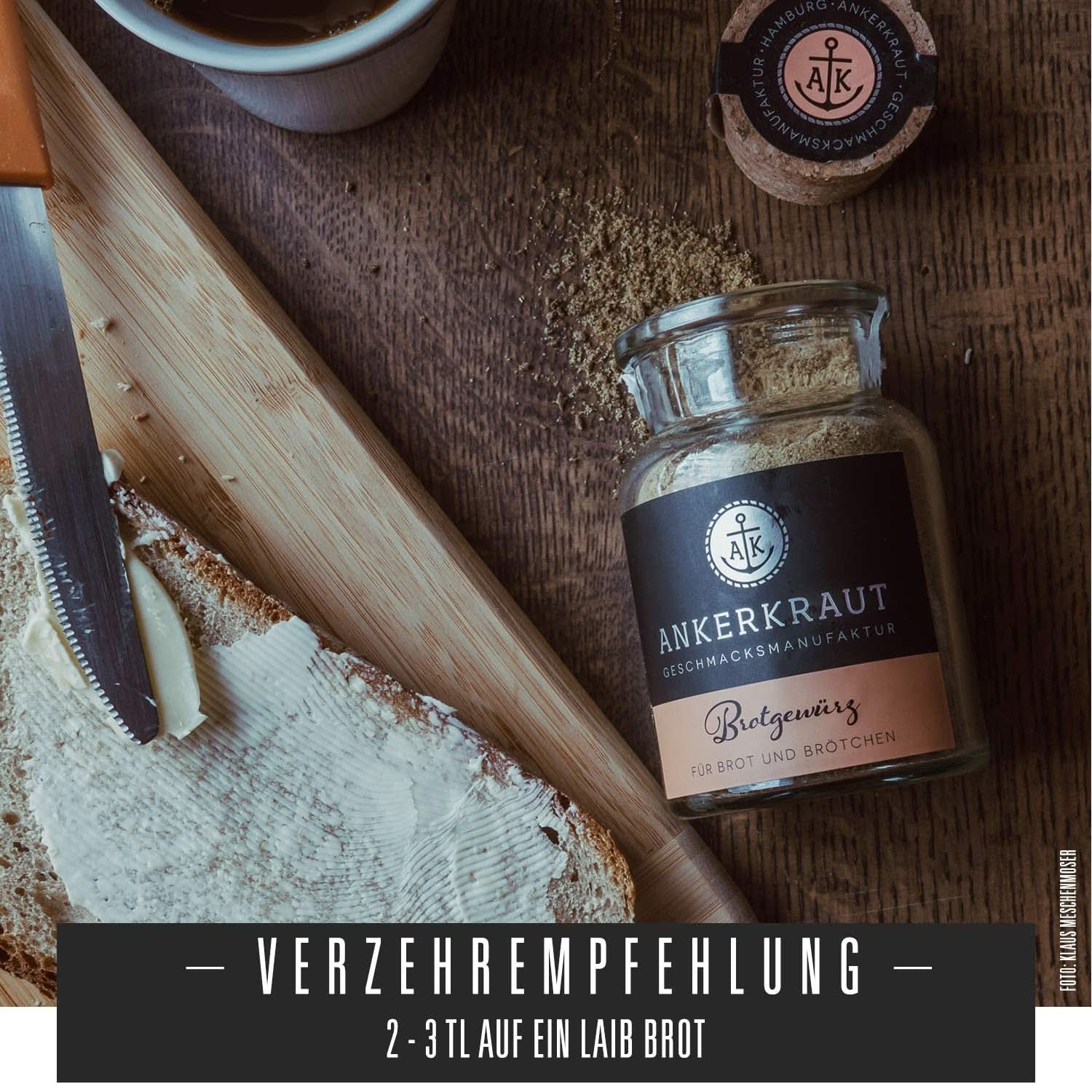 Ankerkraut, condiment pentru pâine Hamburg, amestec de condimente pentru pâine pentru coacerea pâinii și a rulourilor, 70 grame Bucatarie Naty Shop