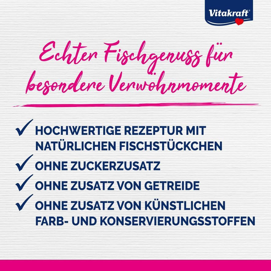 Vitakraft Poésie Délice, Fish Selection, Nassfutter Katze, Katzennassfutter in Sauce, mit Seelachs, mit Kabeljau, ohne Zusatz von Zucker und Getreide (1 Paket mit 6x 85g)
