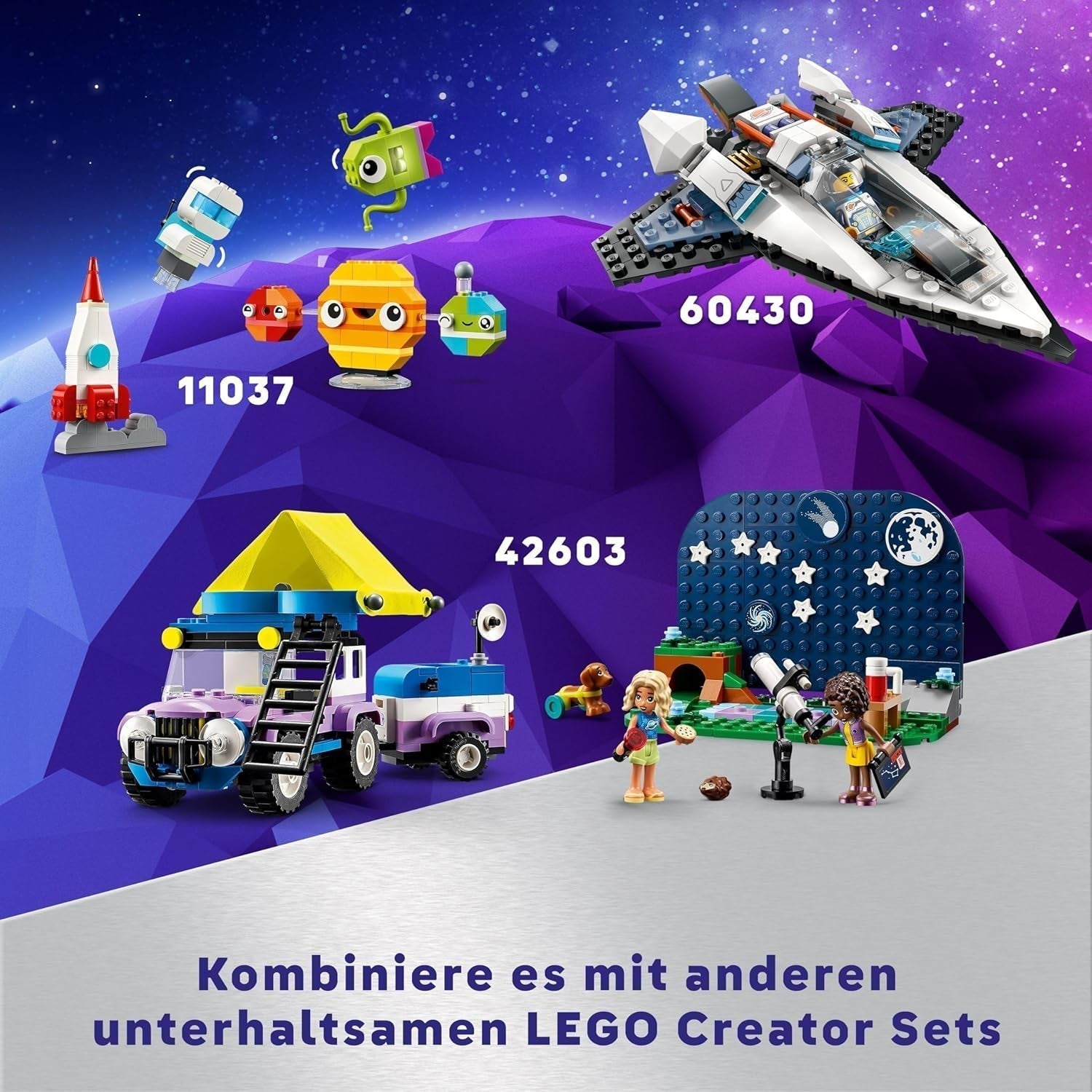 LEGO Classic Creative Space Planets Sistema solare Modello di costruzione per bambini Giocattolo spaziale con razzo Astronave Pianeti e alieni Regalo per bambini di 5 anni Ragazzi e ragazze 11037 Set di costruzioni Beuche den LEGO-Store