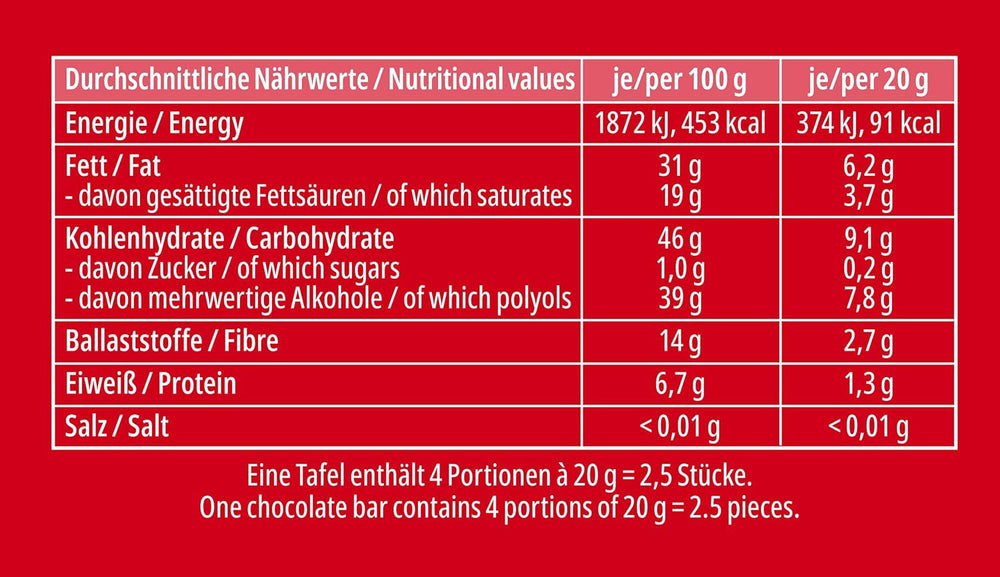 Ciocolată neagră Frankonia fără zahăr adăugat, 80 g