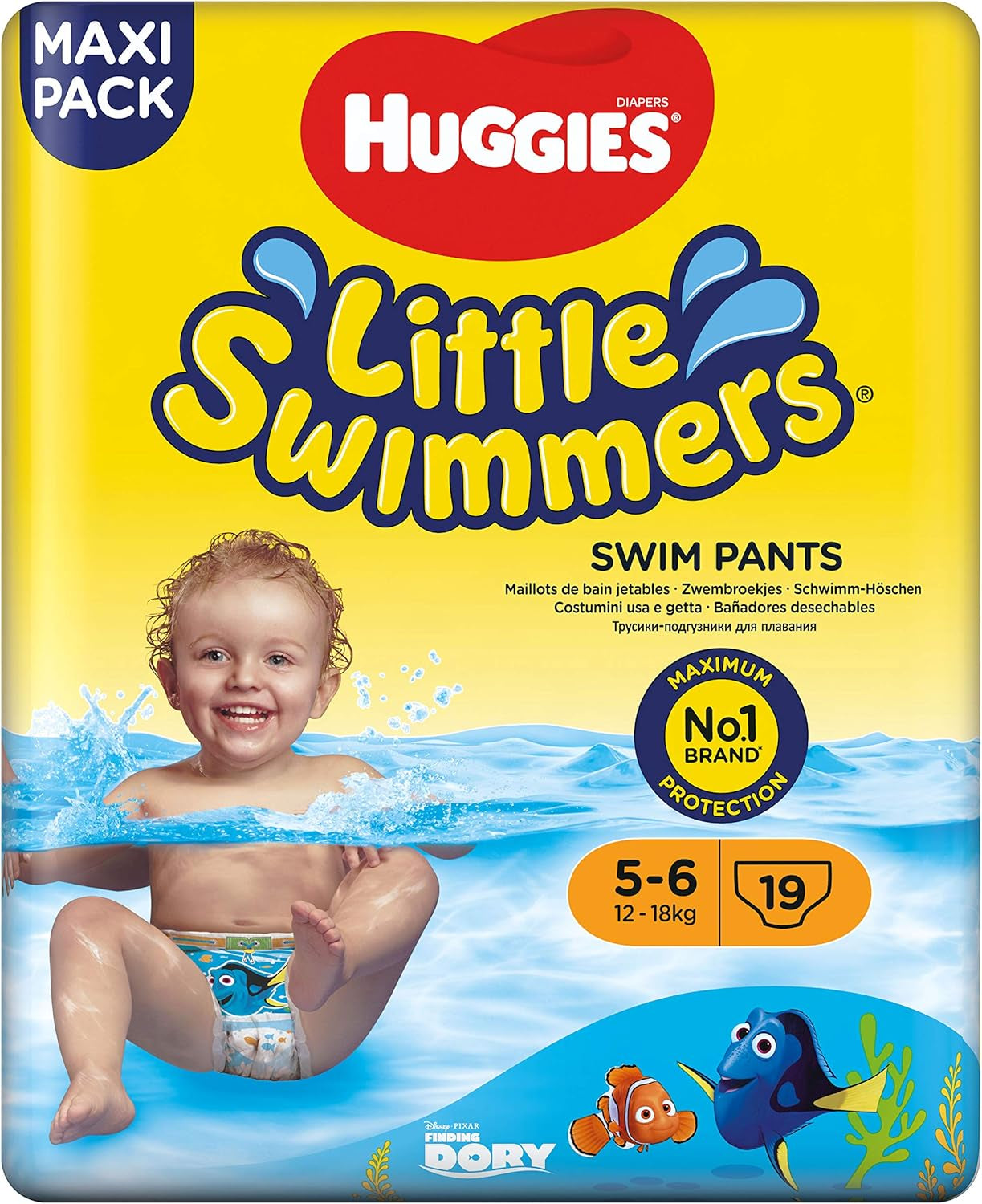 Pannolini da nuoto Huggies Little Swimmers taglia 5/6 (12-18 kg), 1 confezione da 19 pezzi