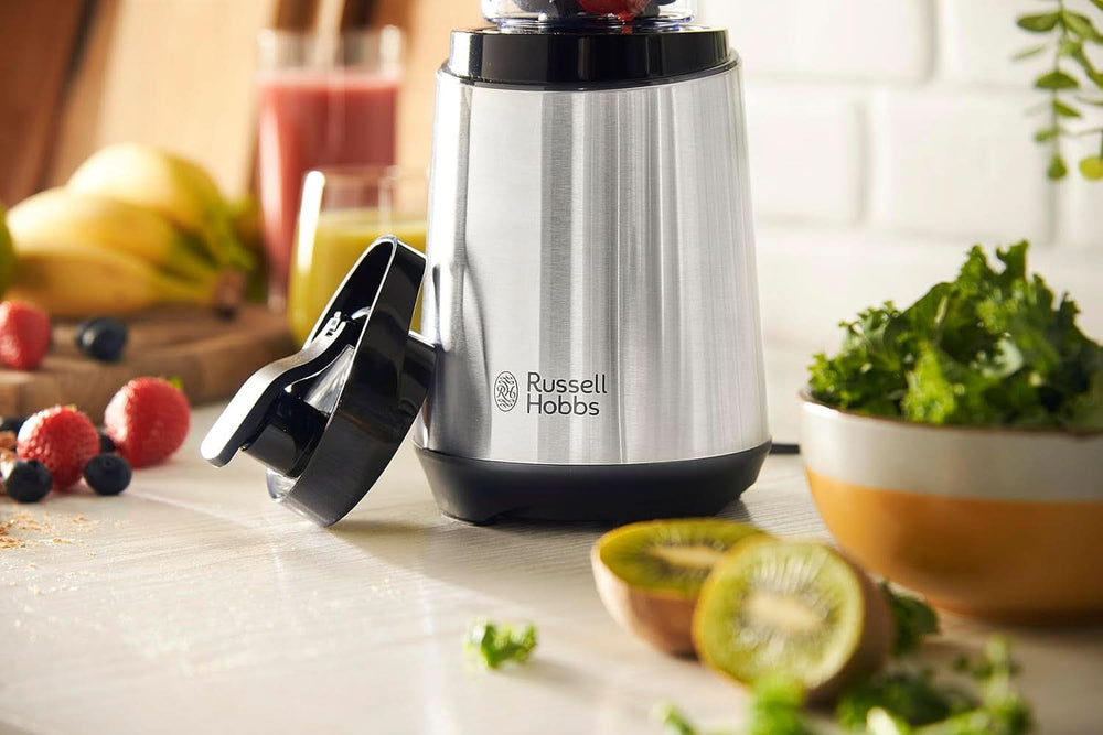 Russell Hobbs Mixer - Robot da cucina e frullatore da portare via [23.500 U/Min Power-Motor] Inkl. 1X Mixbehälter 600Ml (Bpa-Frei, Spülmaschinen- & Bruchfest Inkl. Deckel) Zerkleinerer, Edelstahl, 23472-56 Kitchen Naty Shop