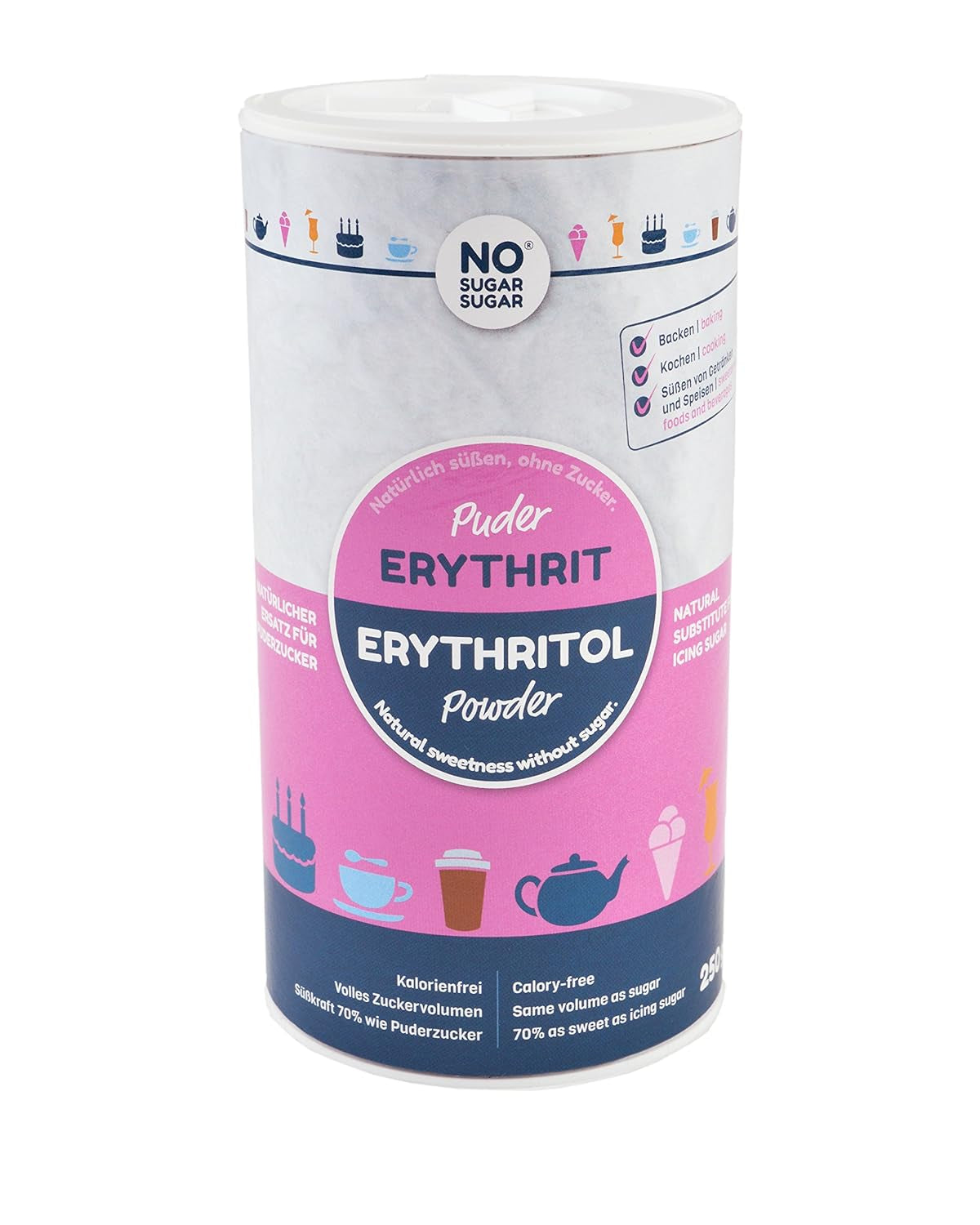 Nosugarsugar Erythrit Puder Streudose - Puderzuckerersatz Kalorienfrei, 19Er Pack (19 X 250 G) Dolcificanti Naty Shop Titolo predefinito