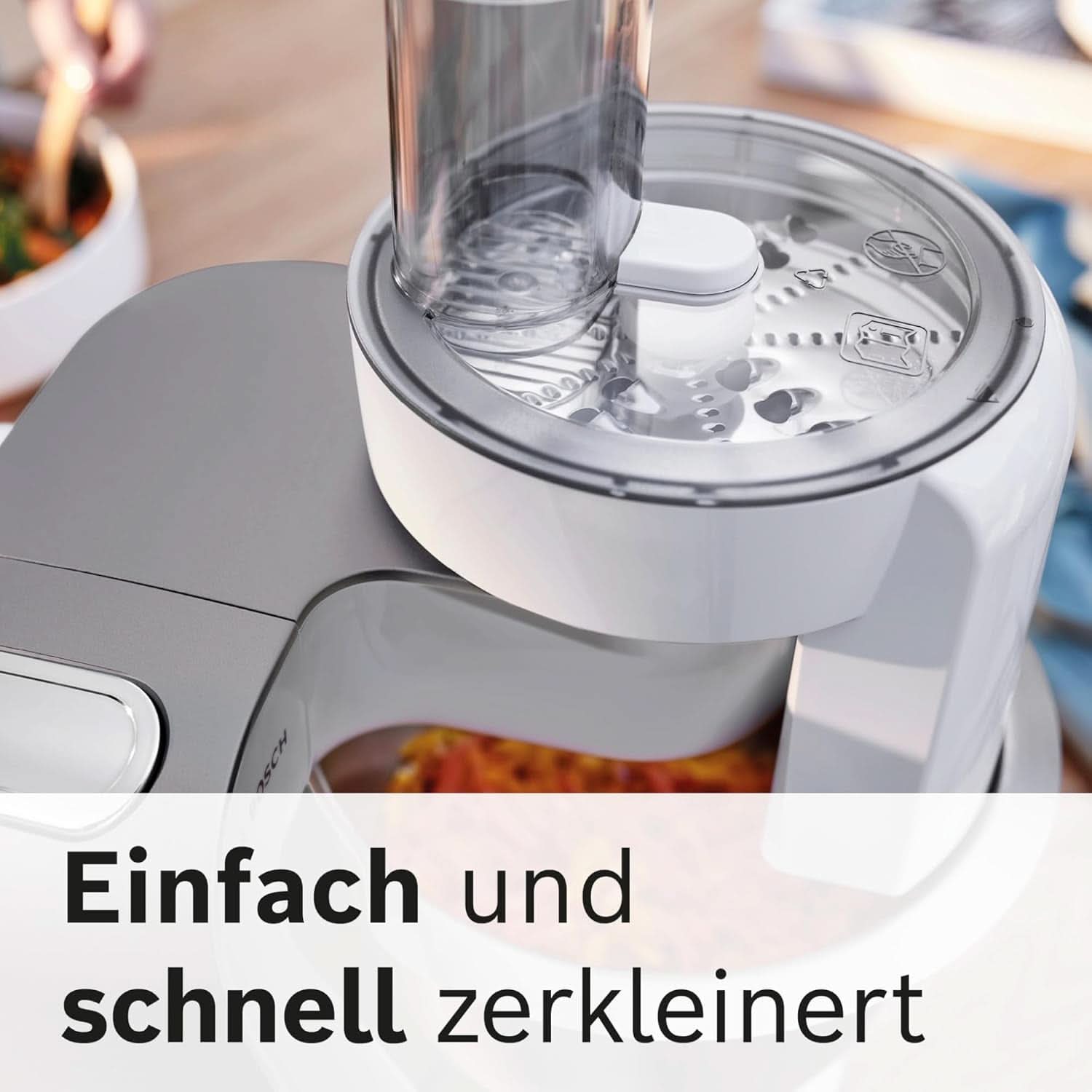 Bosch Küchenmaschine Serie 4 MUM56340, Schüssel 3,9 L, Mixer 1,25 L, Fleischwolf, Zitruspresse, Planetenrührwerk, Knethaken, Schlag-, Rührbesen, Durchlaufschnitzler, 3 Scheiben, 900 W, Argento/Grau Madre e bambino Naty Shop