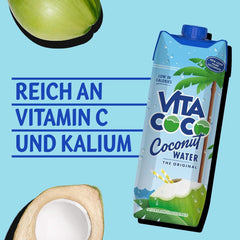 Vita Coco Pure Coconut Water 6 x 1 litro, idratante naturale con elettroliti, senza glutine, ricco di vitamina C e potassio Naty Shop