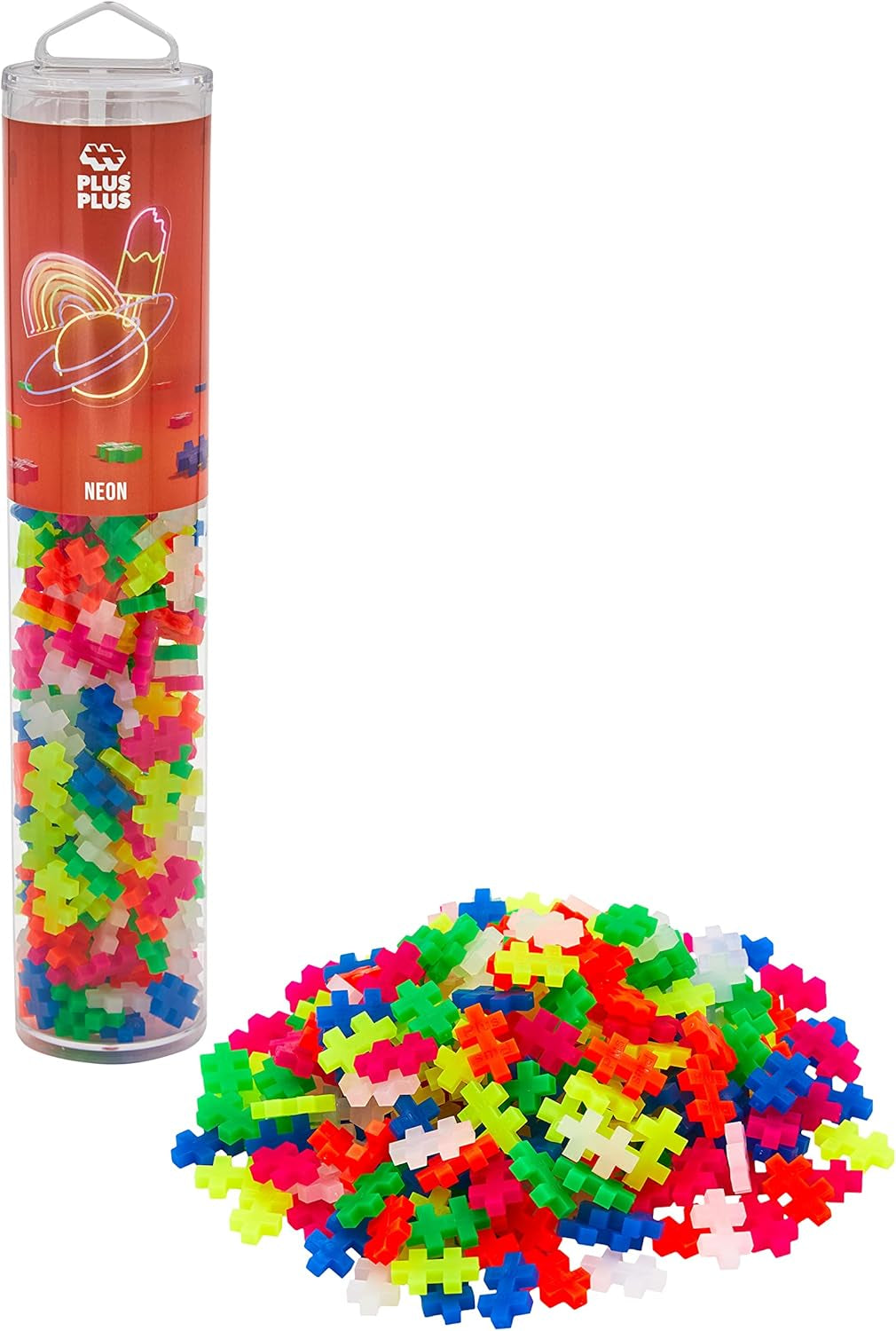 Plus-Plus 9604262 Geniales Konstruktionspielzeug, Regenbogen, Kreativ-Bausteine ​​​​Tube, 240 Teile