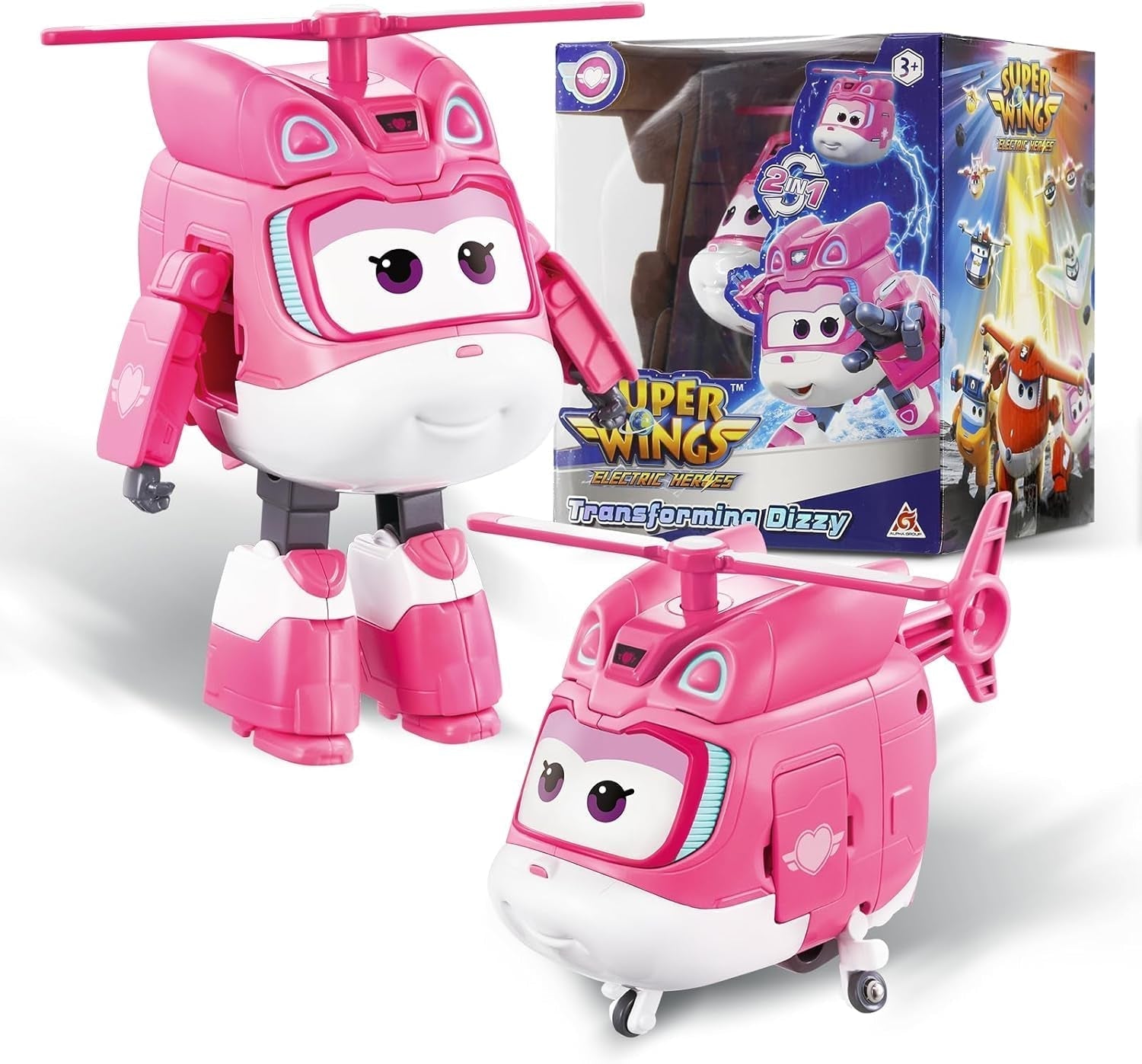 Aereo di trasformazione Super Wings Traver sovralimentato, ca. Figure da gioco per bambini grandi da 12,7 cm Figura di aeroplano giocattolo e robot per ragazzi e ragazze di età superiore a 3 anni Figure d'azione in argento Naty Shop Dizzy