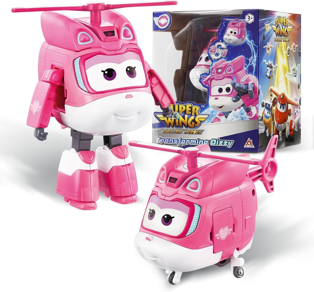 Aereo di trasformazione Super Wings Traver sovralimentato, ca. Figure da gioco per bambini grandi da 12,7 cm Figura di aeroplano giocattolo e robot per ragazzi e ragazze di età superiore a 3 anni Figure d'azione in argento Naty Shop Dizzy