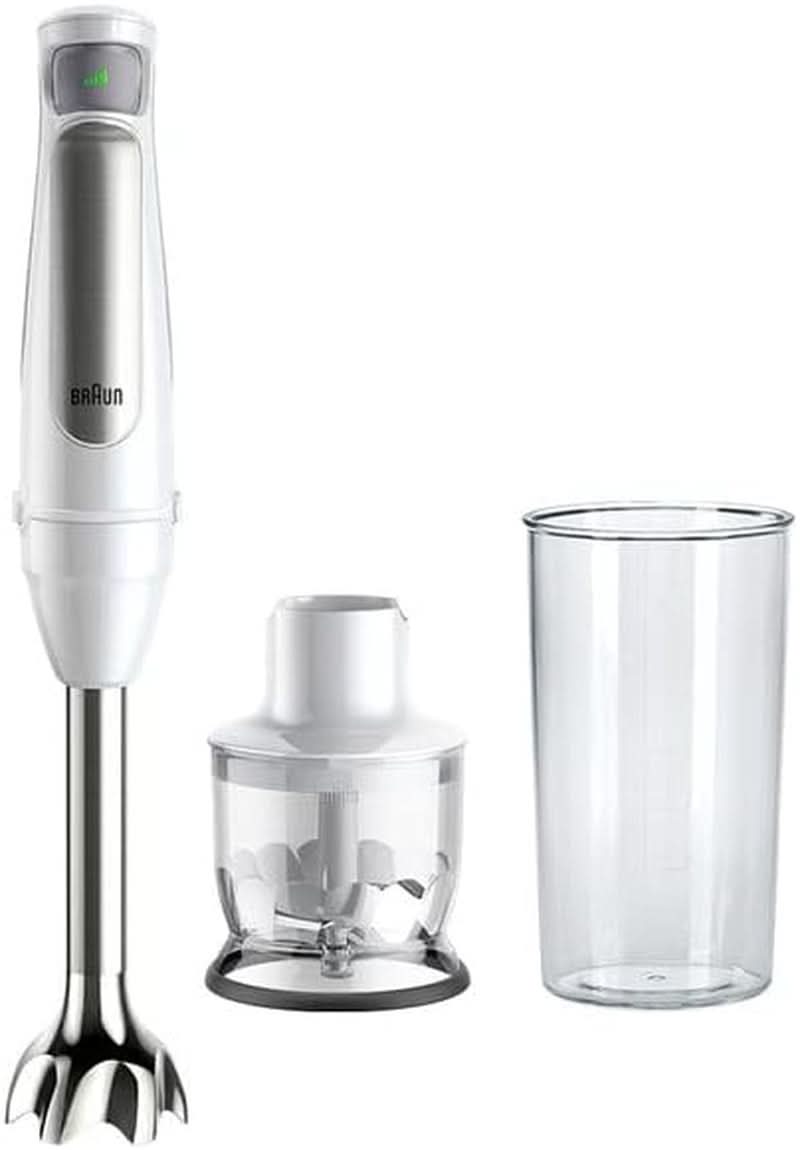 Braun Multiquick 7 MQ 7035X Stabmixer - Purierstab Mit Abnehmbarem Edelstahl Mixfuß Mit Activeblade Technologie Zum Pürieren Der Härtesten Ingredient, Inkl. Set 3-Teiliges Zubehör, 1000 Watt, Schwarz Kitchen Naty Shop Weiß Zerkleinerer (350G)