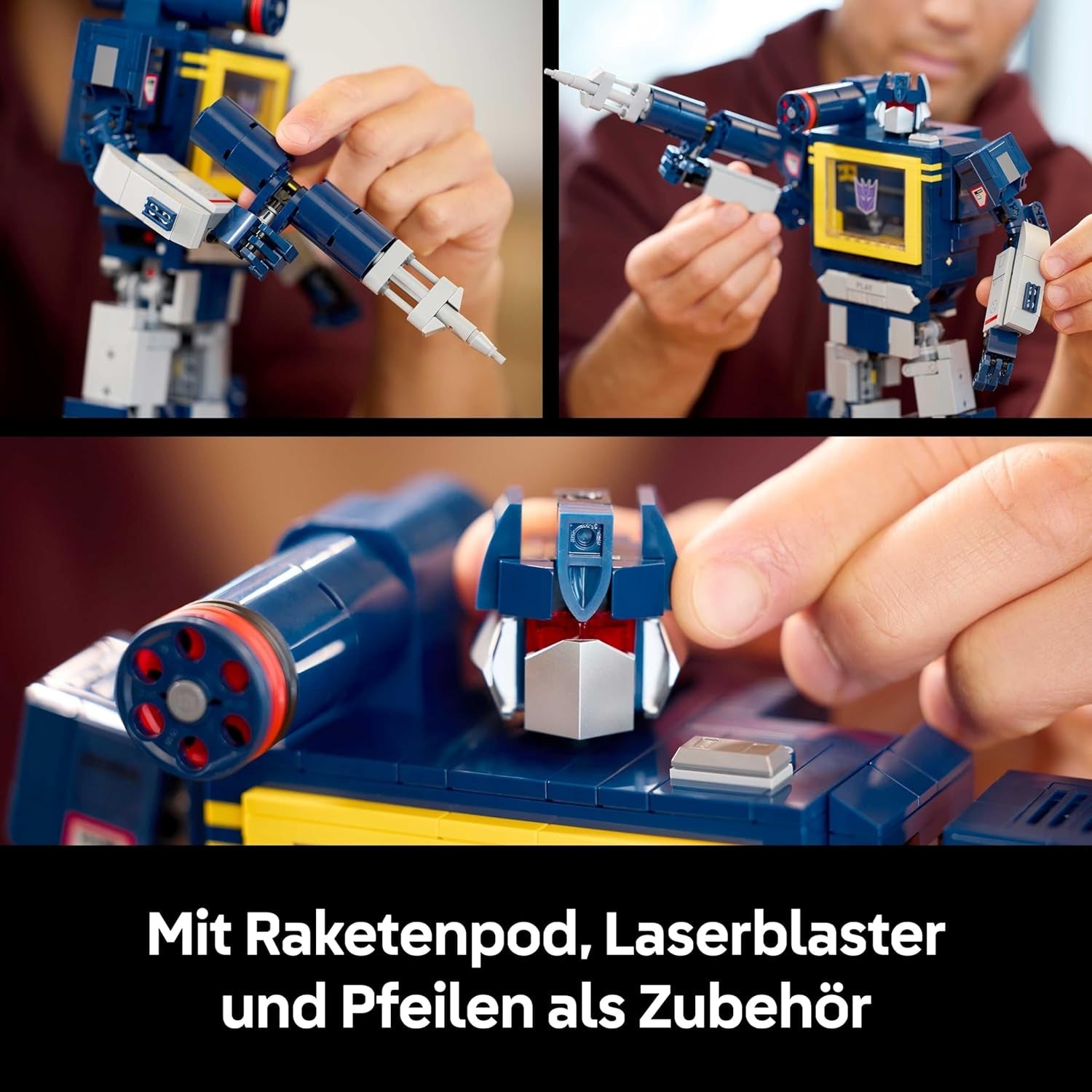 LEGO Icons Transformers: Soundwave Set für Erwachsene - Modellbau mit verwandelbaren Figuren inkl. Laserbeak & Ravage sowie einem Soundstein - Sammlerstück & Geschenk für Fans - 10358