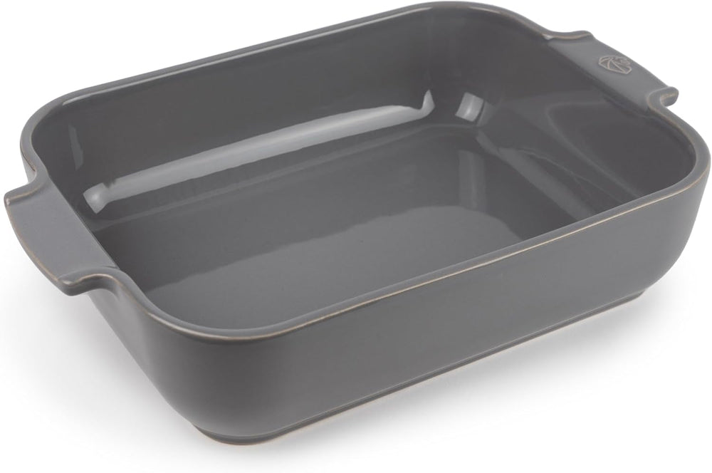 Peugeot Appolia Rechteckige Auflaufform Mit Griffen, Keramik, Schiefer / Grau, 7.2X31X21.7 Cm, Fassungsvermögen: Ca. 2 L, 60060 Stampi e teglie per dolci Naty Shop Hellgrau