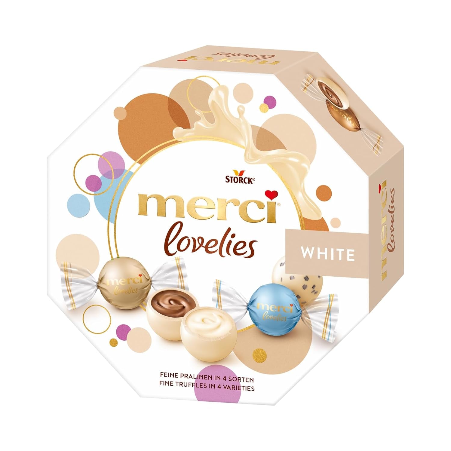 merci lovelies Classic – 1 x 185g – Scatola di praline con 5 specialità di cioccolato ripiene – Palline di cioccolato da condividere e regalare