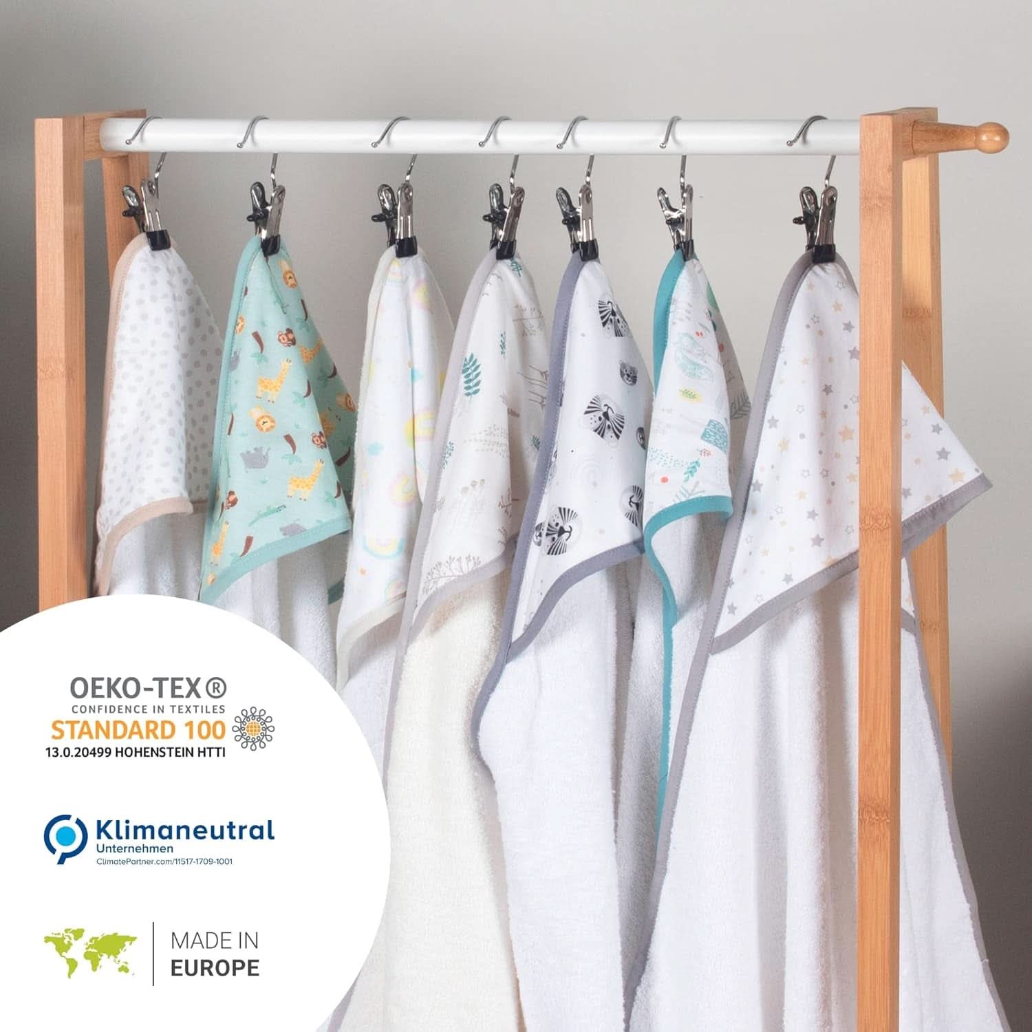 Prosop cu glugă pentru copii | 75X75Cm | 100% bumbac | Oeko-TEX 100 | Furnizorul #1 pentru clinici | Unisex Mama si Copilul Naty Shop