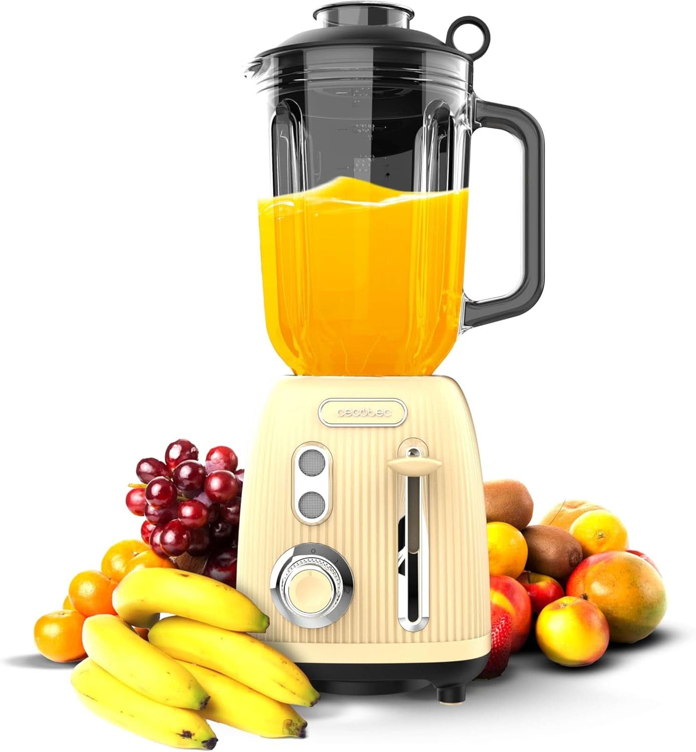 Robot da cucina Cecotec Retro Power Nero Titanio Retrogreen. 1200 W Maximale Leistung, 2 Geschwindigkeiten, 4-Klingen-Messer Mit Schwarzer Titanbeschichtung und 1.5L Krug, Vintage-Design in Grün Bucatarie Naty Shop Yellow